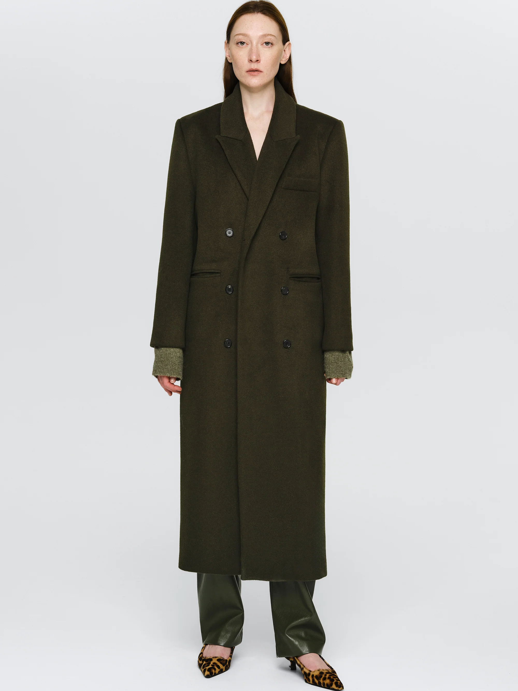 Oversized Double Breasted Coat, Khaki Brown