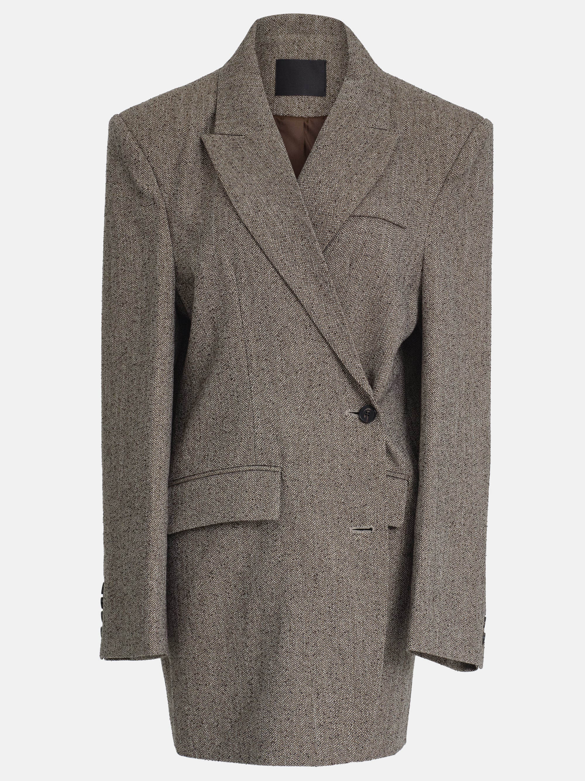 Oversized Overlap Blazer, Beige Melange - Image 4
