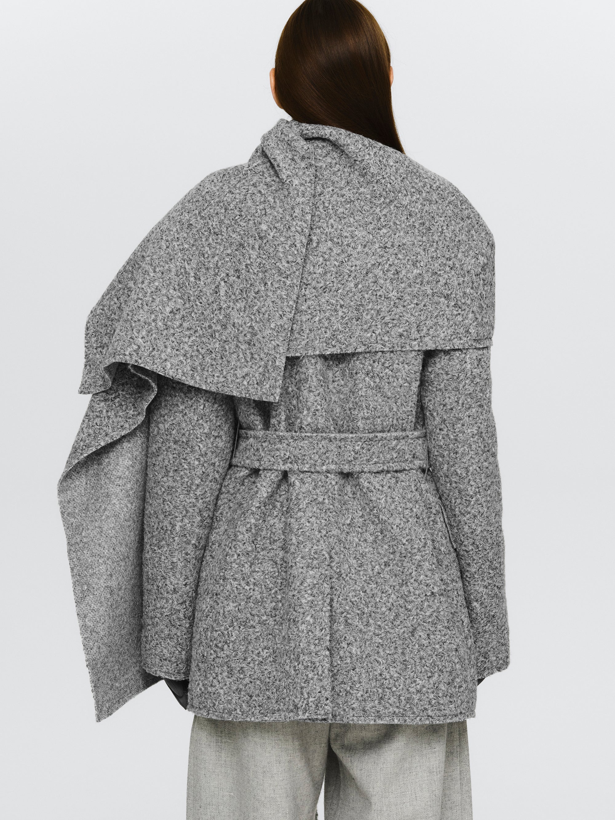 Oversized Shawl-Collar Blazer, Grey - Image 4