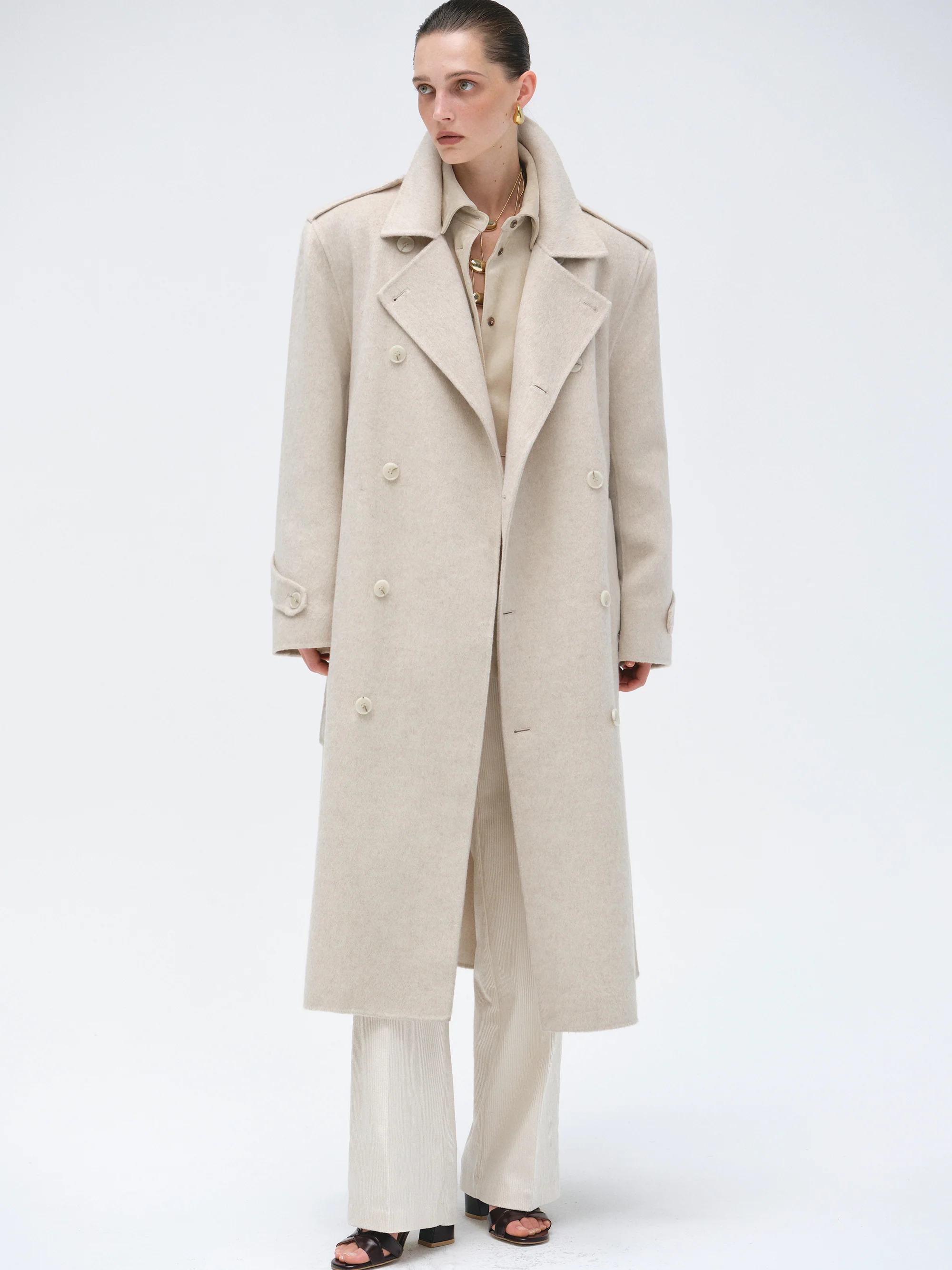 Oversized Wool Trench Coat, Birch - Image 2