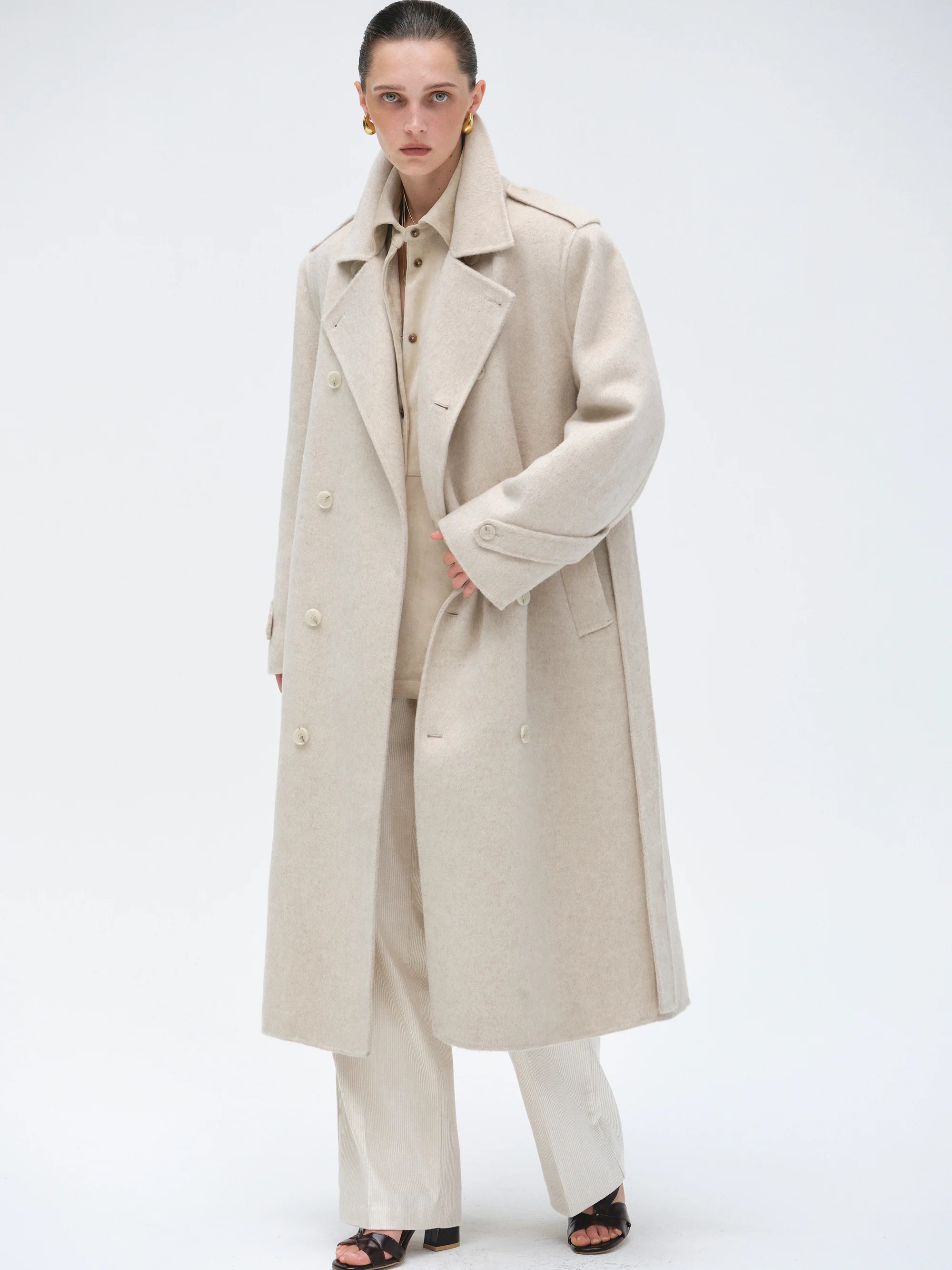 Oversized Wool Trench Coat, Birch - Image 3