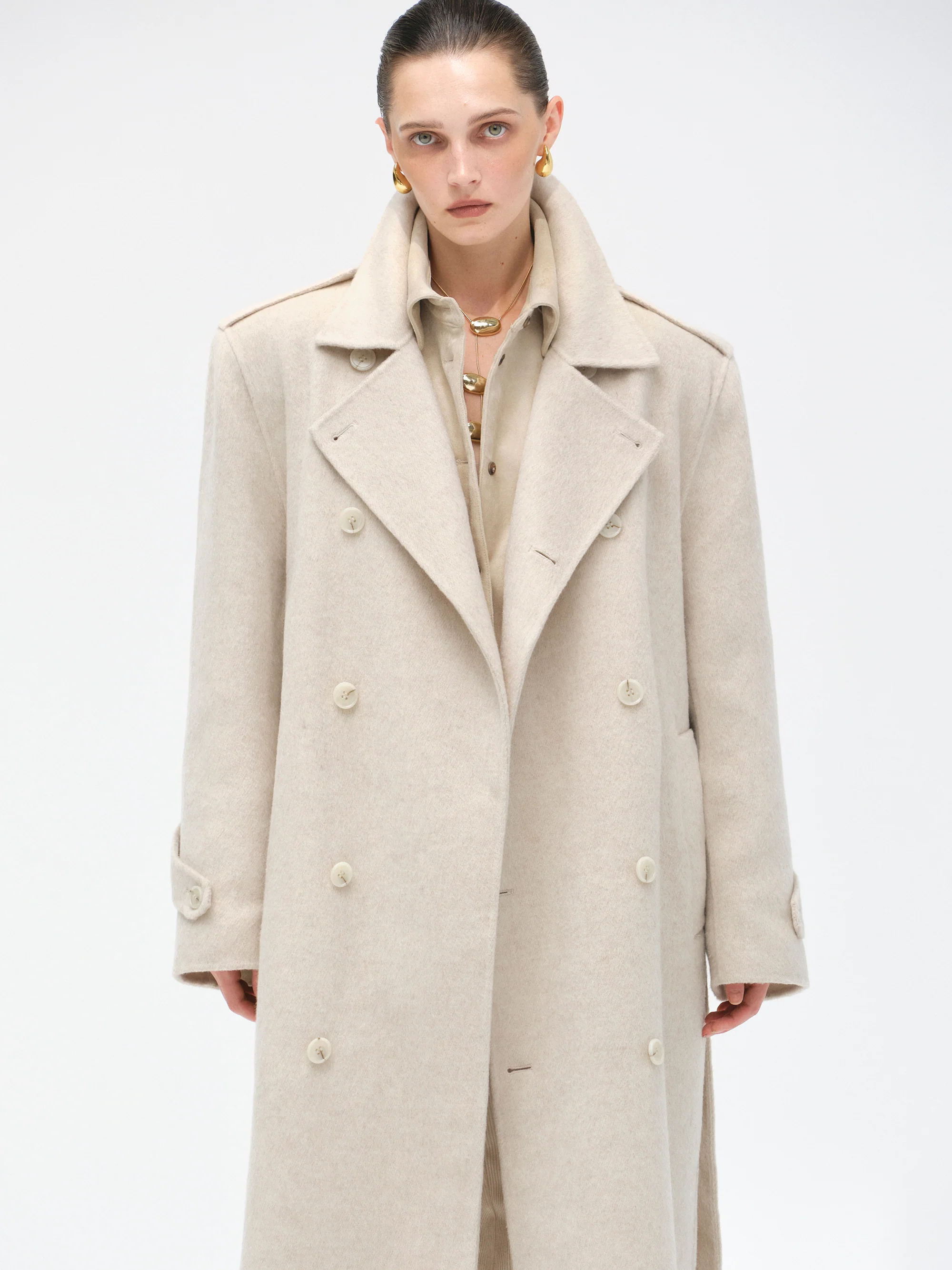 Oversized Wool Trench Coat, Birch - Image 4
