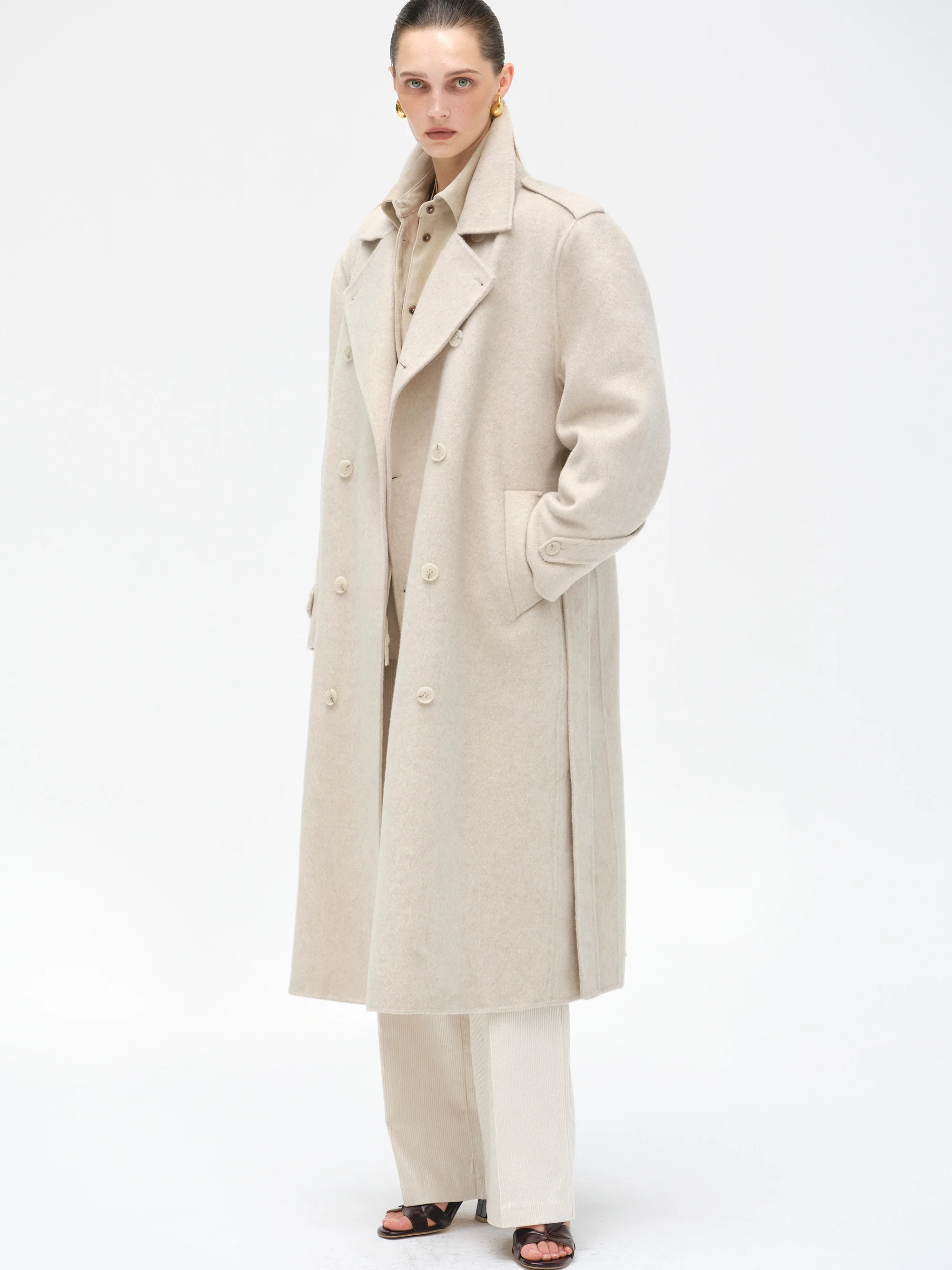 Oversized Wool Trench Coat, Birch - Image 5