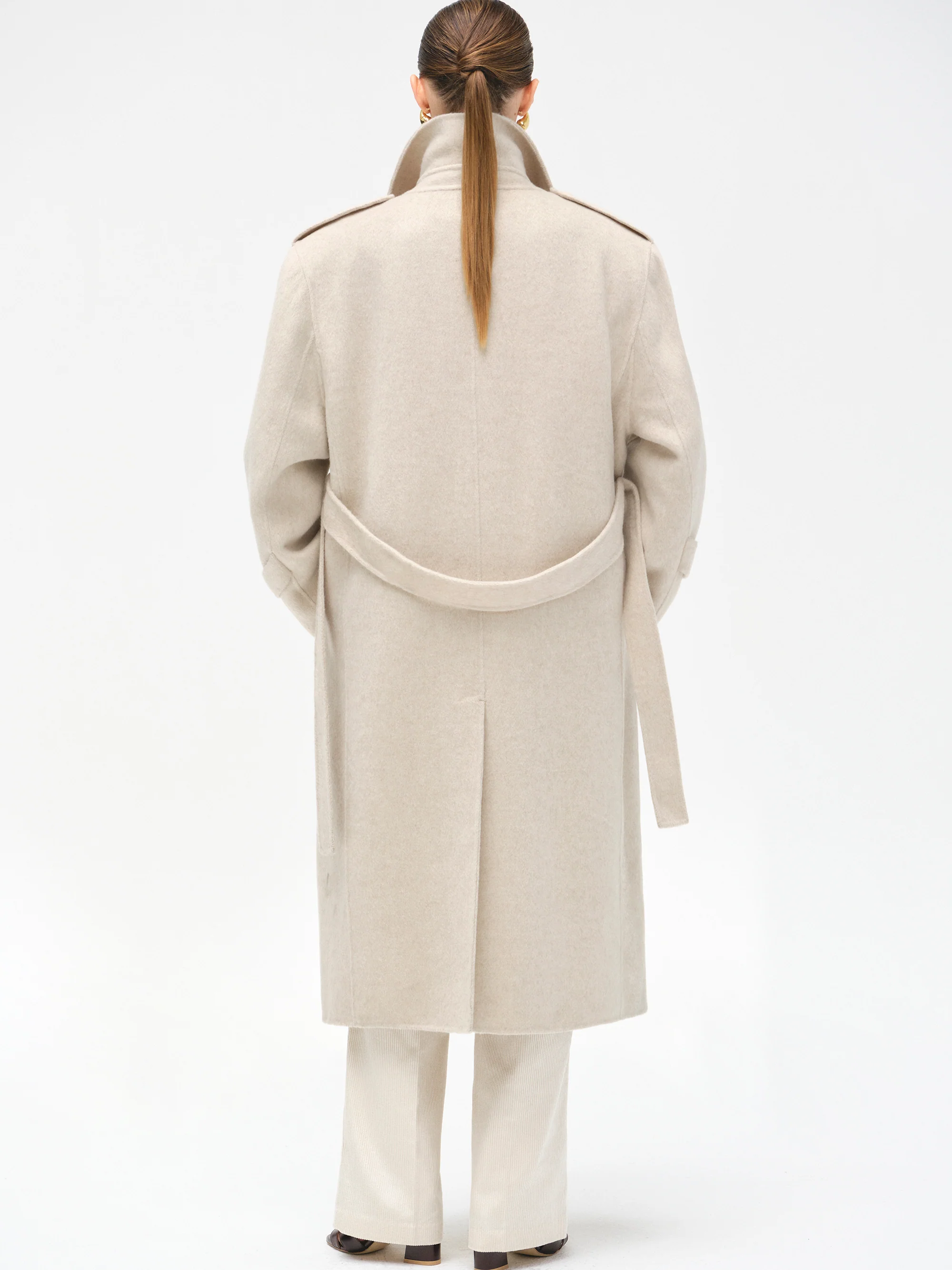 Oversized Wool Trench Coat, Birch - Image 6