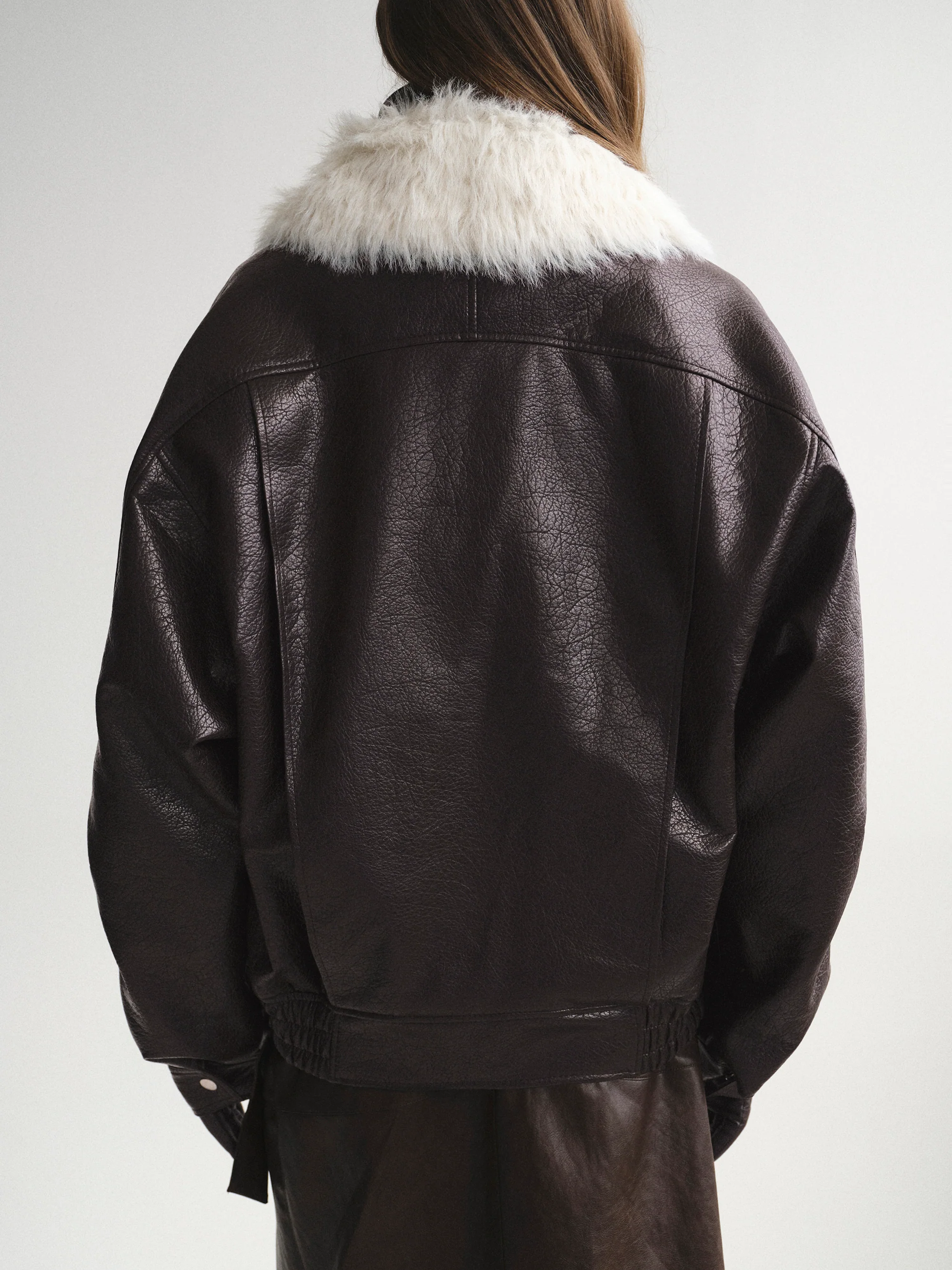 Padded Faux-Leather Jacket, Dark Brown - Image 2