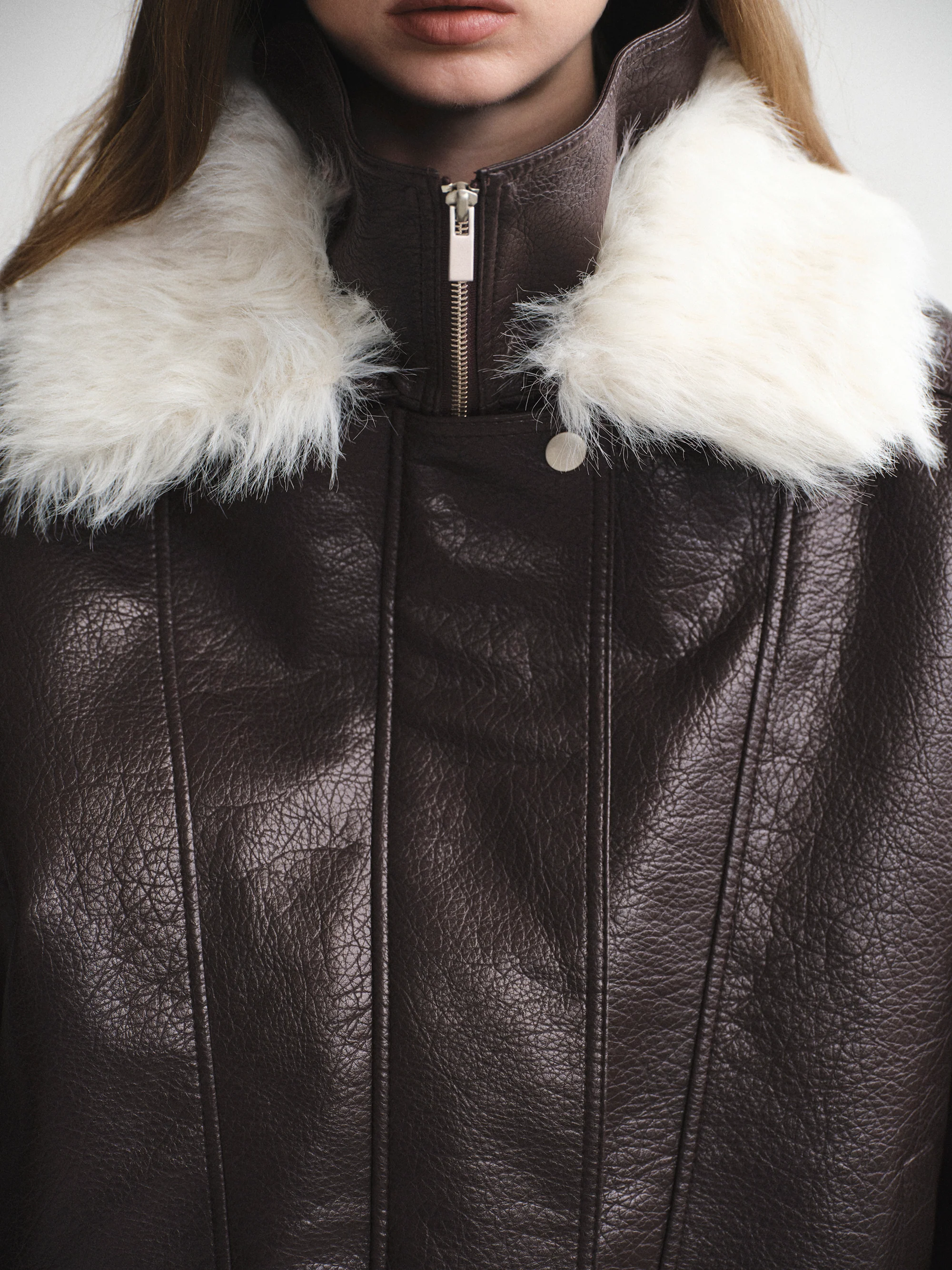Padded Faux-Leather Jacket, Dark Brown - Image 7