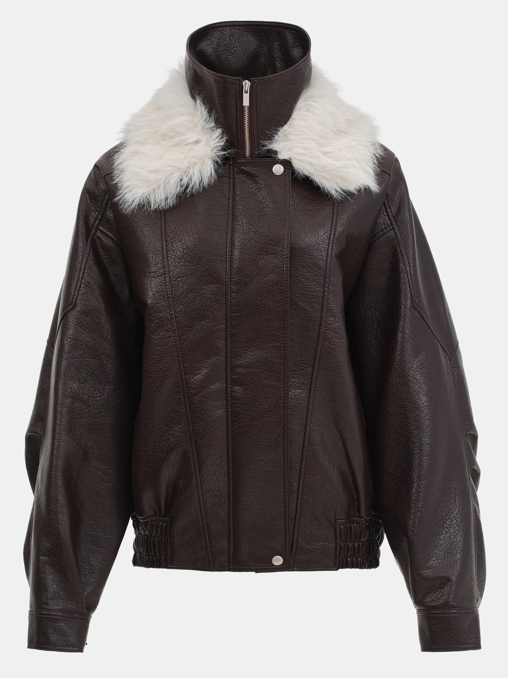 Padded Faux-Leather Jacket, Dark Brown - Image 8