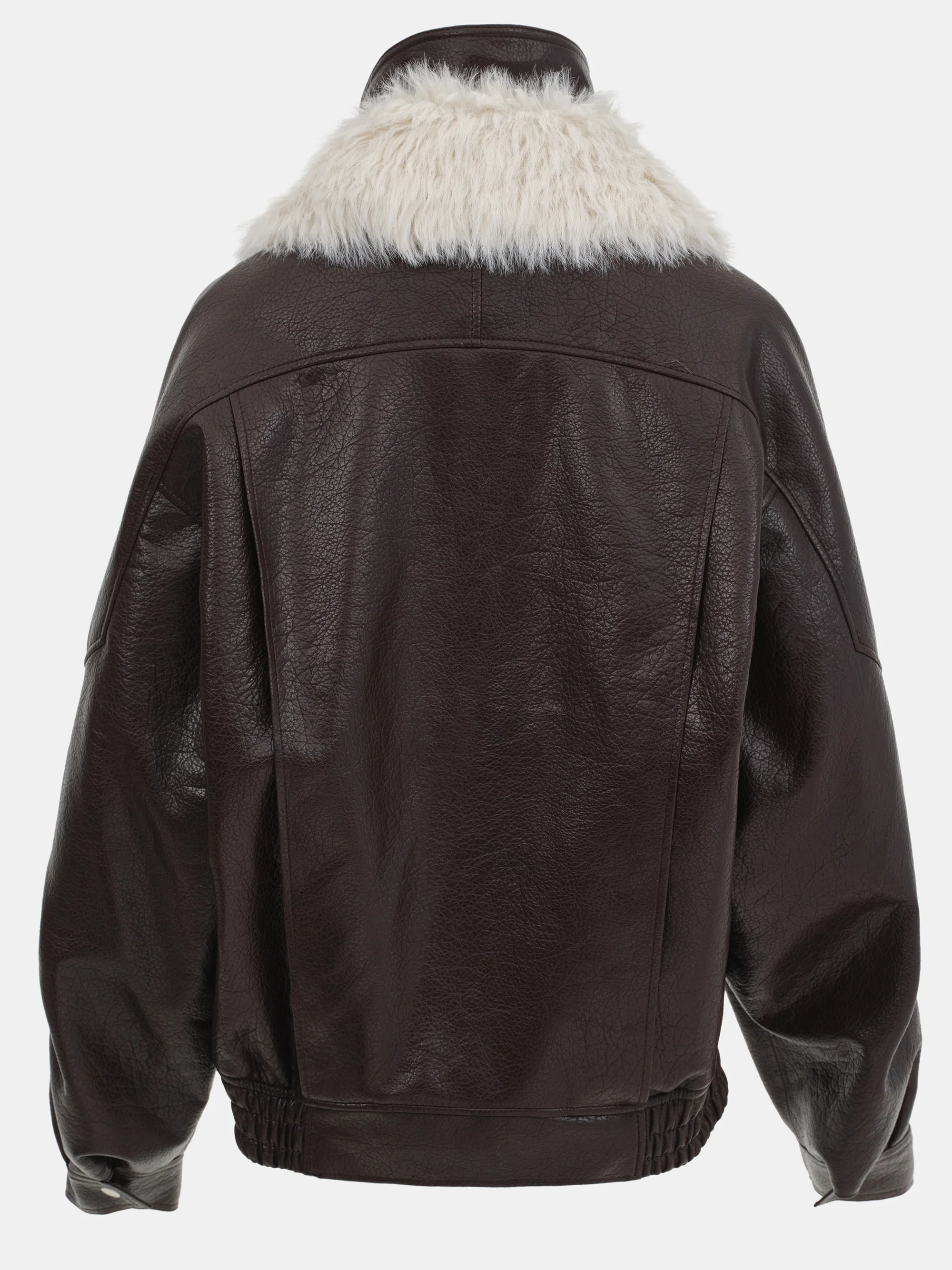 Padded Faux-Leather Jacket, Dark Brown - Image 9