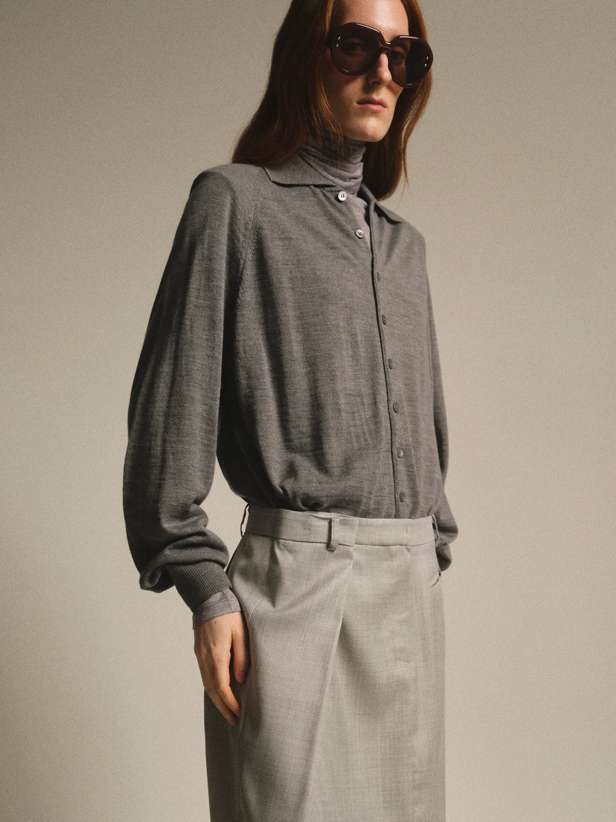 Padded Knit Polo, Grey