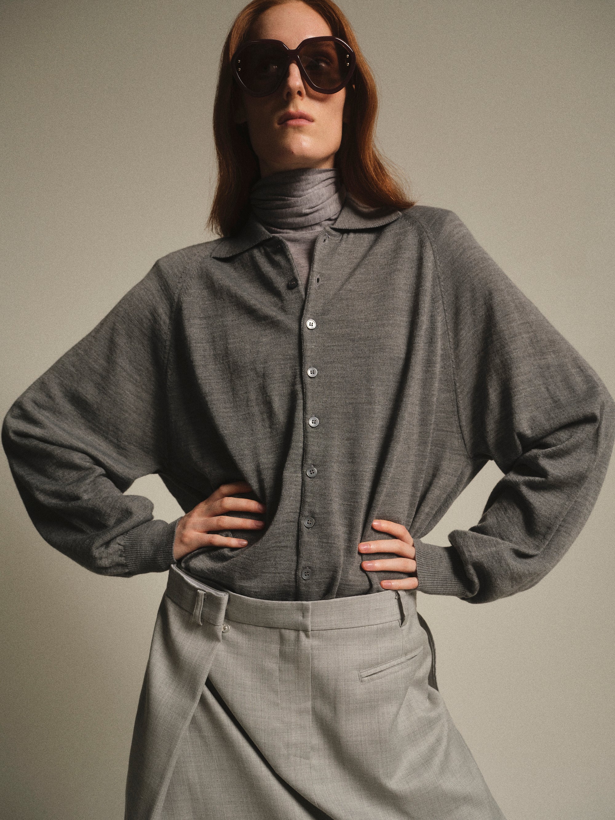 Padded Knit Polo, Grey - Image 2