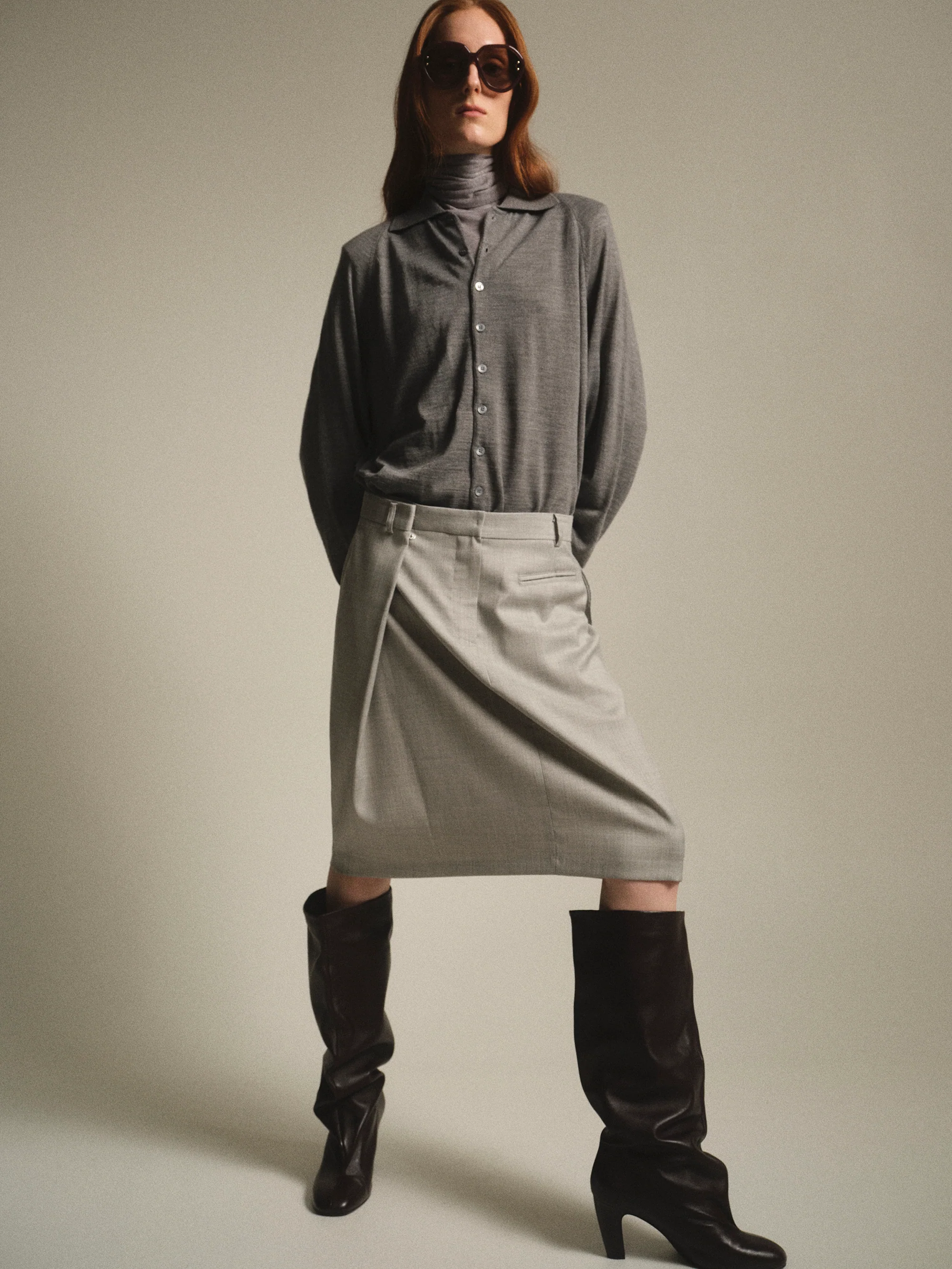 Padded Knit Polo, Grey - Image 3