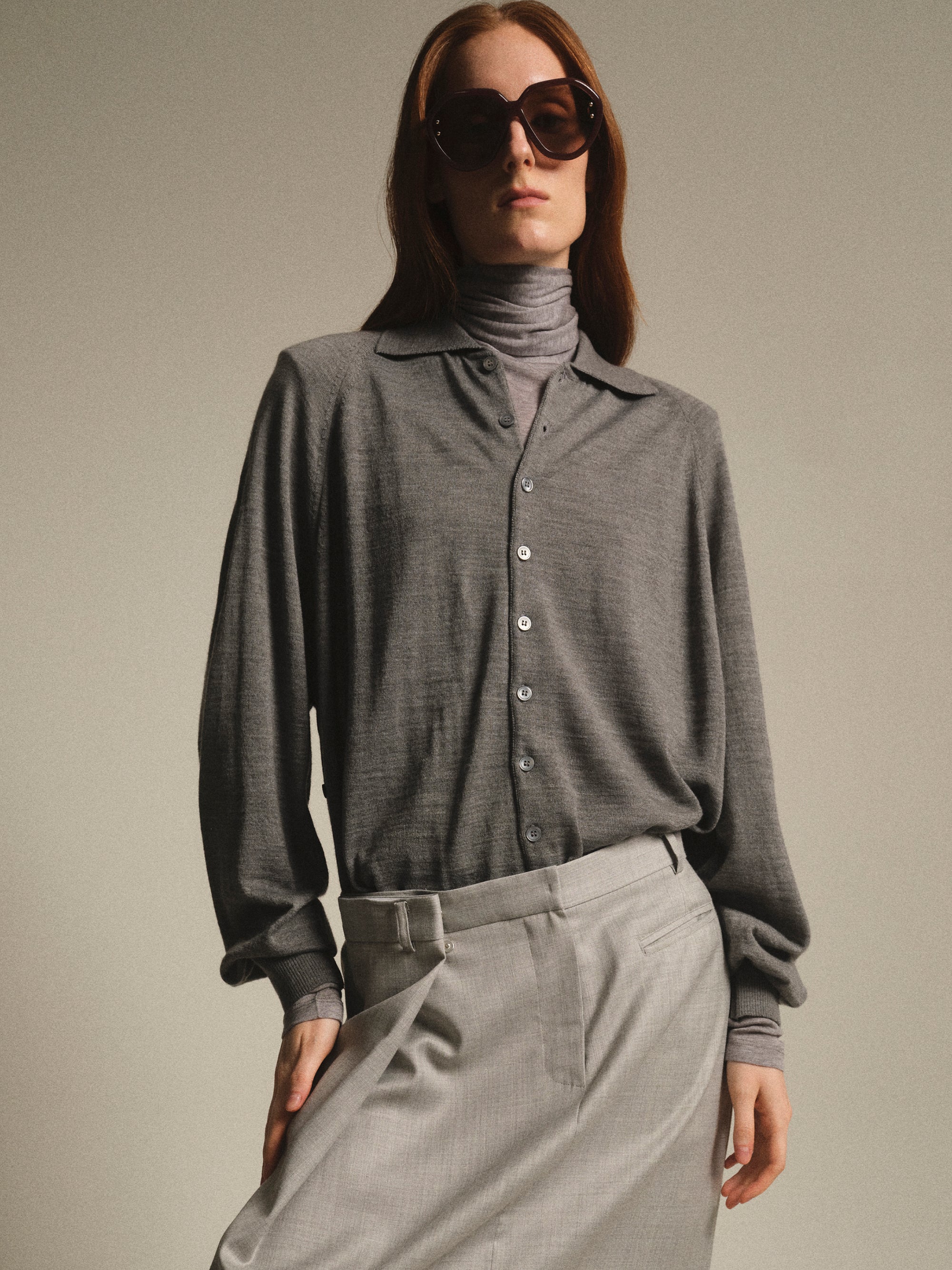 Padded Knit Polo, Grey - Image 4