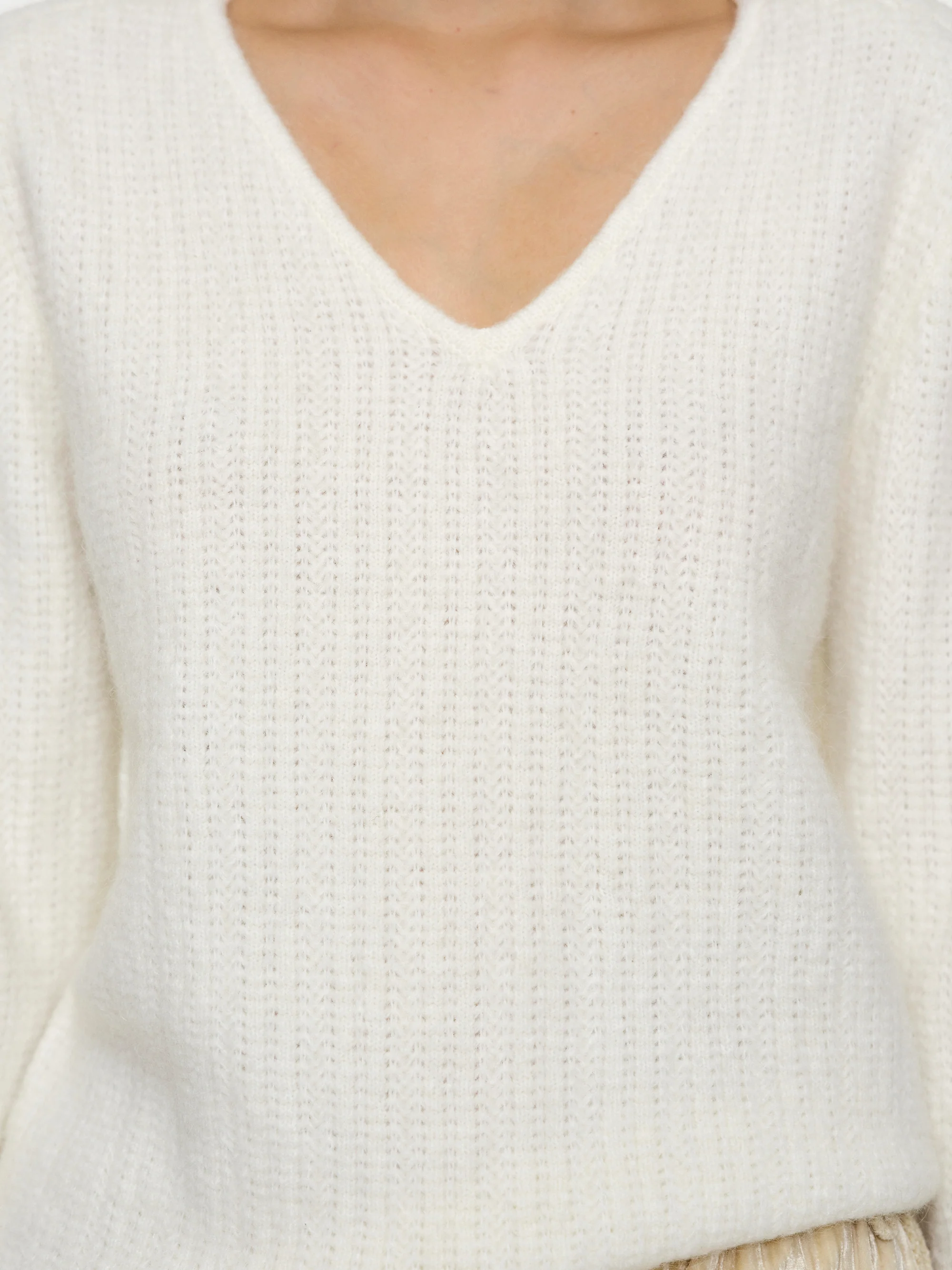 Padded Mohair V-Neck Knit, Ivory - Image 4
