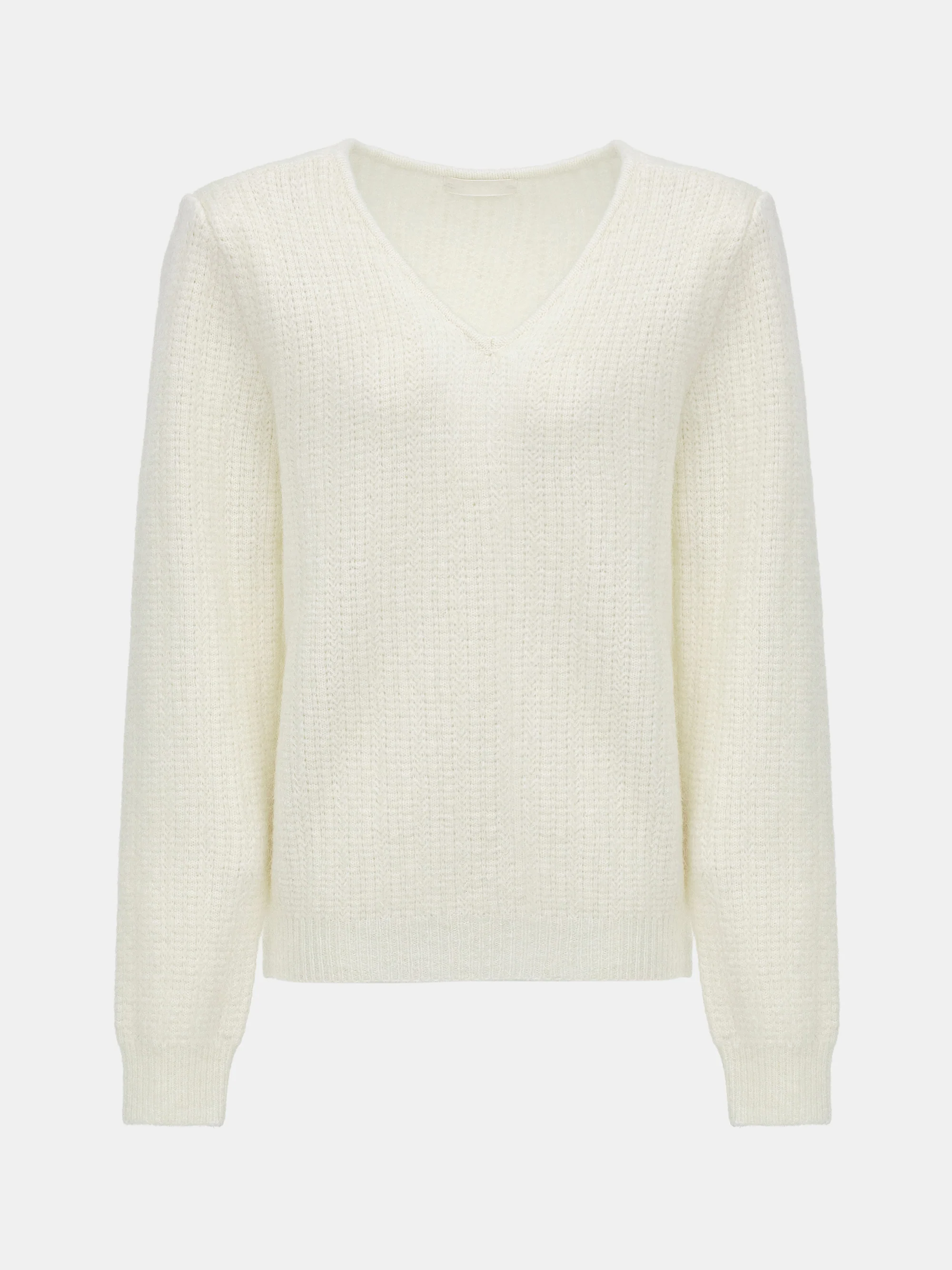 Padded Mohair V-Neck Knit, Ivory - Image 5