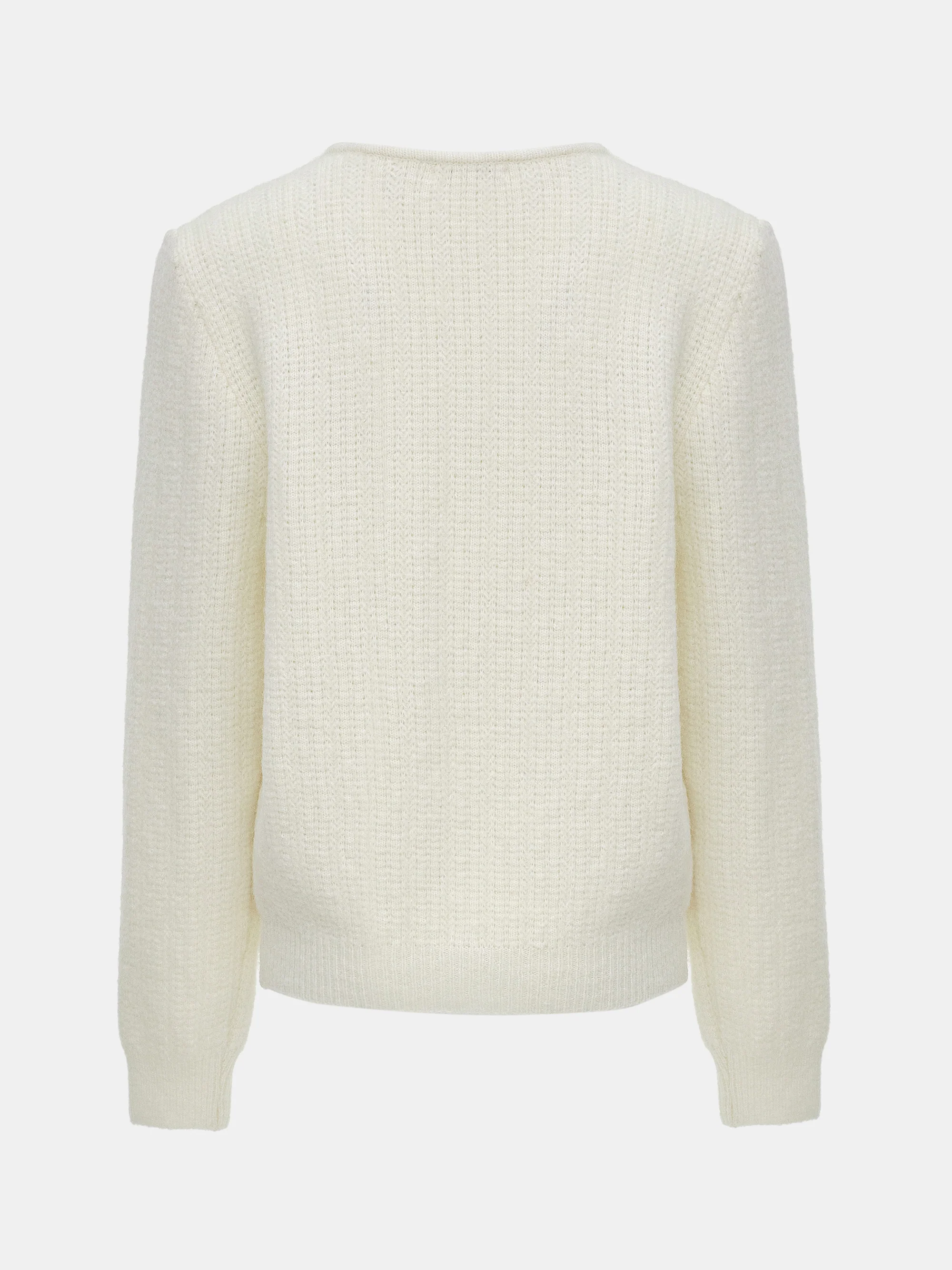 Padded Mohair V-Neck Knit, Ivory - Image 6