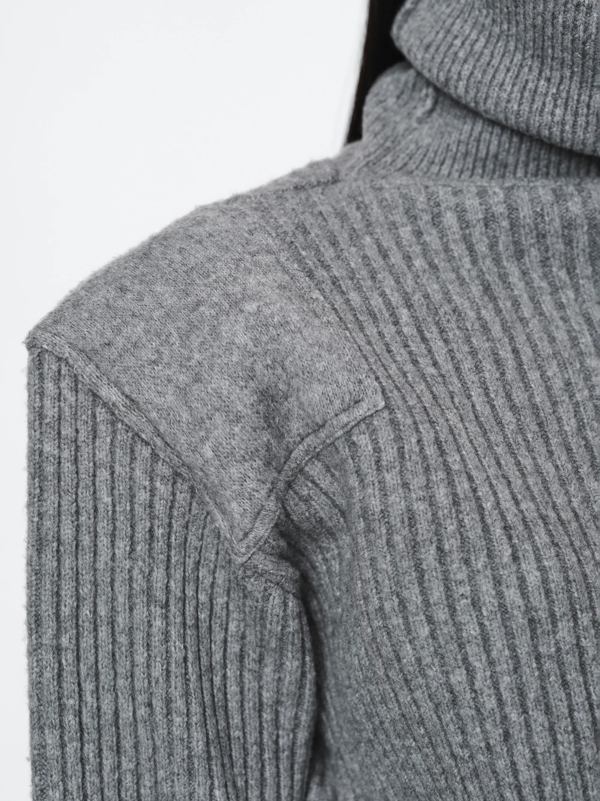 Padded Rib-Knit Sweater, Grey - Image 2