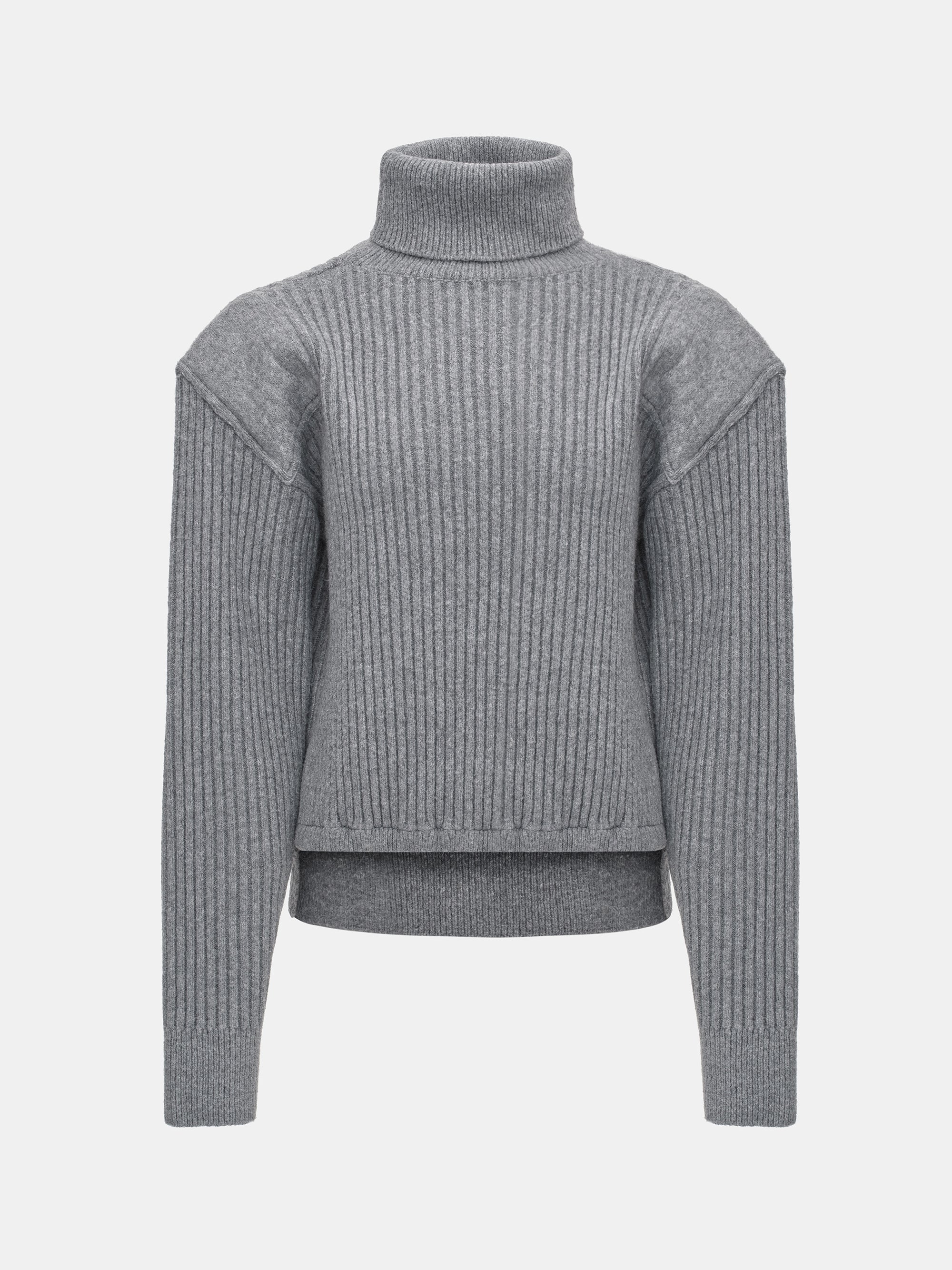 Padded Rib-Knit Sweater, Grey - Image 5