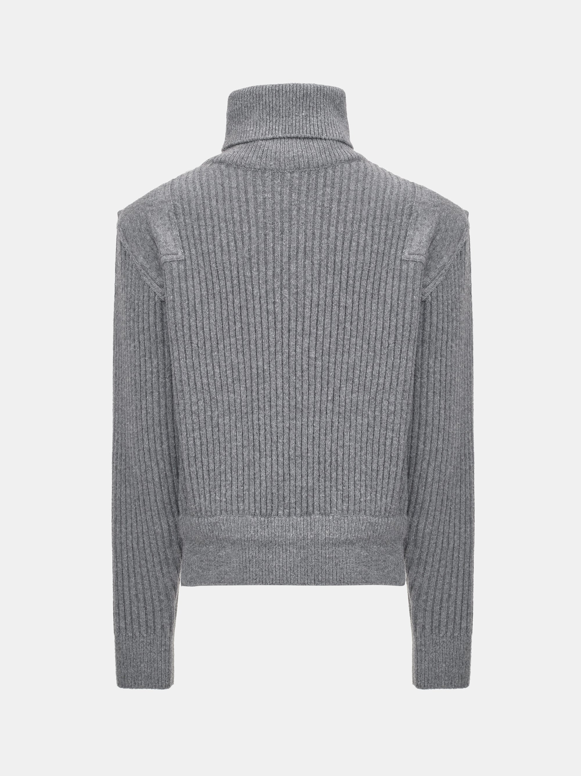 Padded Rib-Knit Sweater, Grey - Image 6