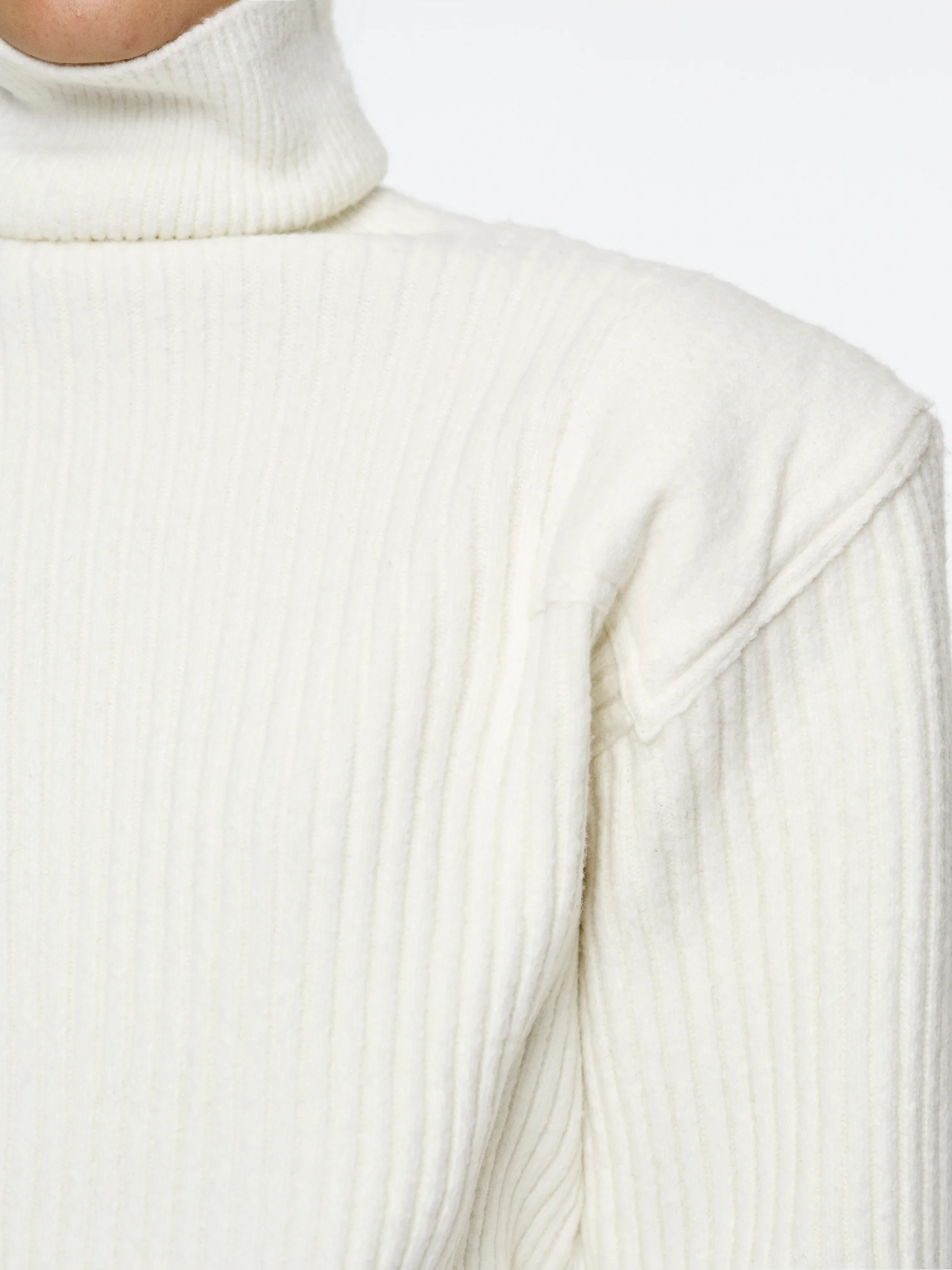 Padded Rib-Knit Sweater, Ivory - Image 2
