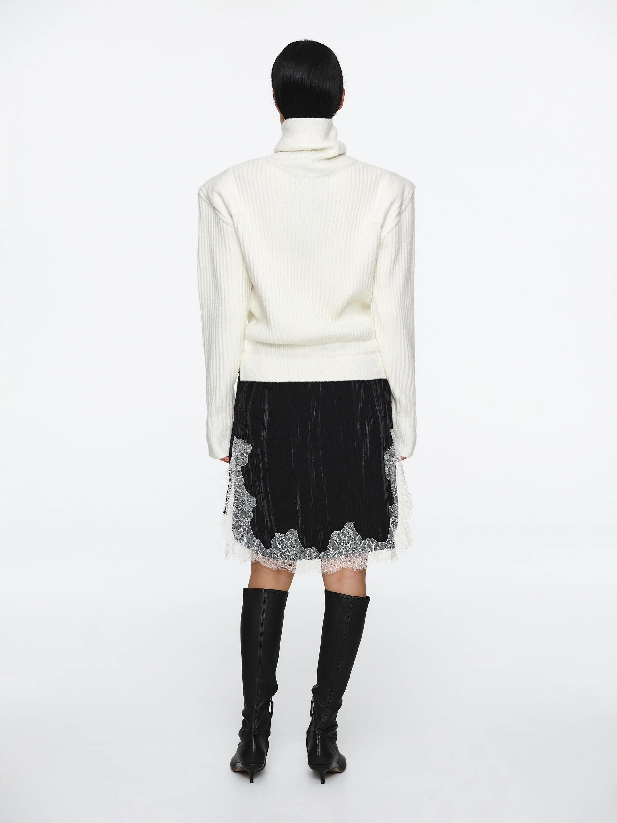 Padded Rib-Knit Sweater, Ivory - Image 4