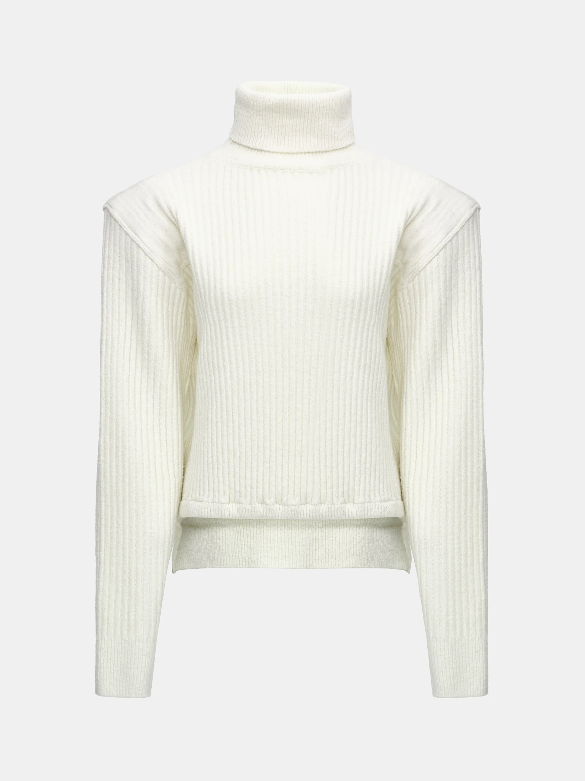 Padded Rib-Knit Sweater, Ivory - Image 5
