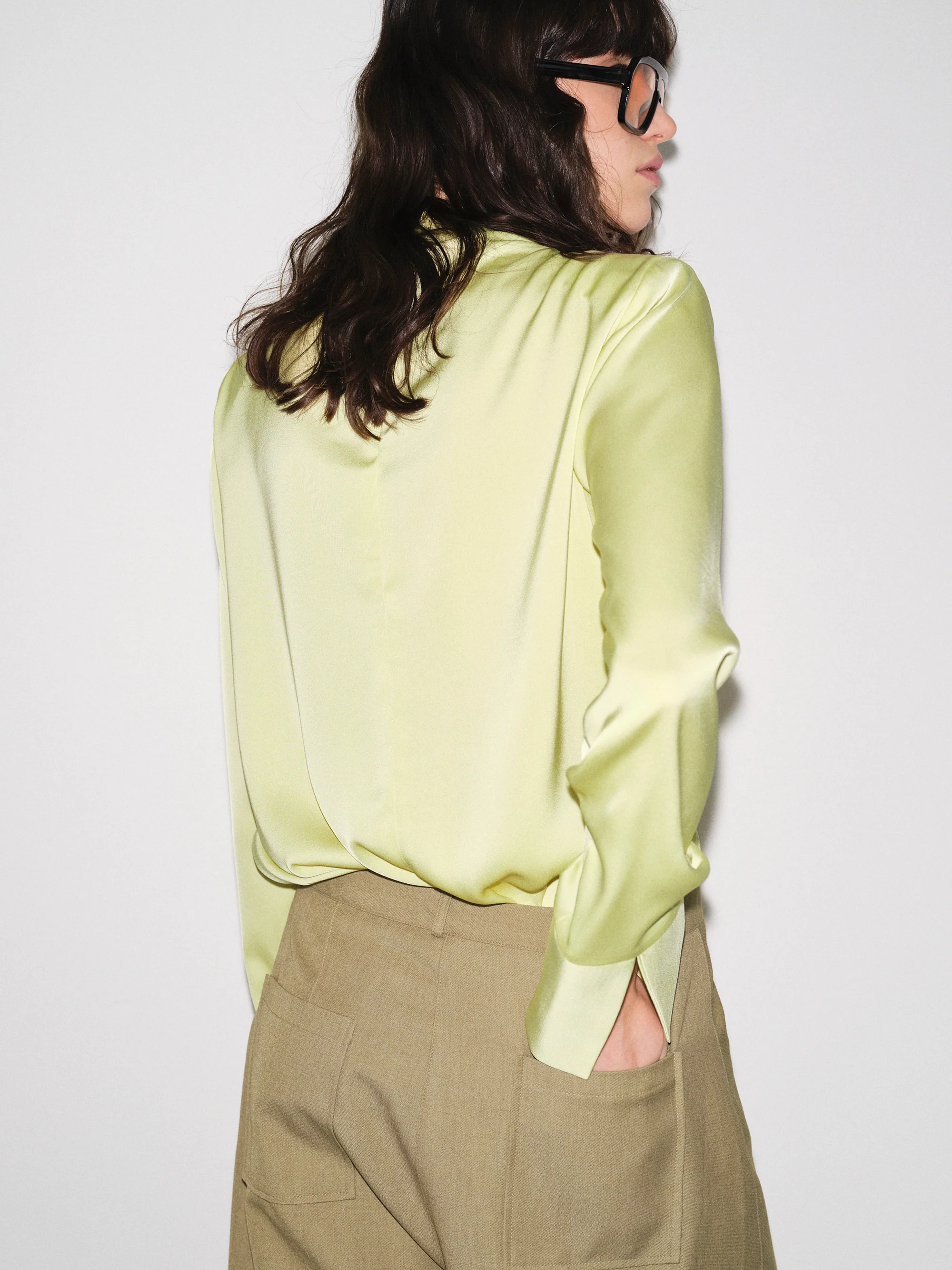 Padded Satin Blouse, Yellow