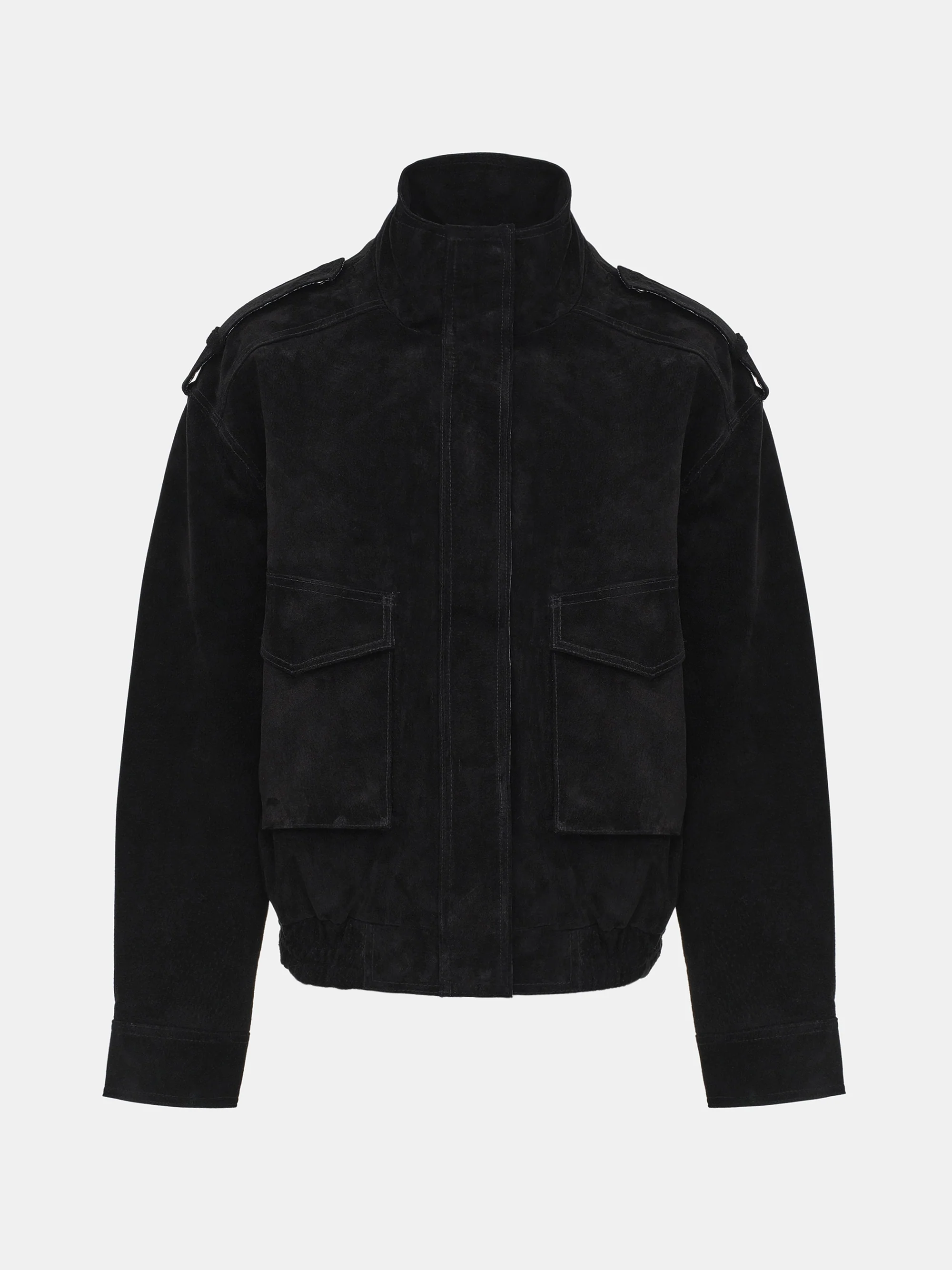 Padded Suede Jacket, Black - Image 5