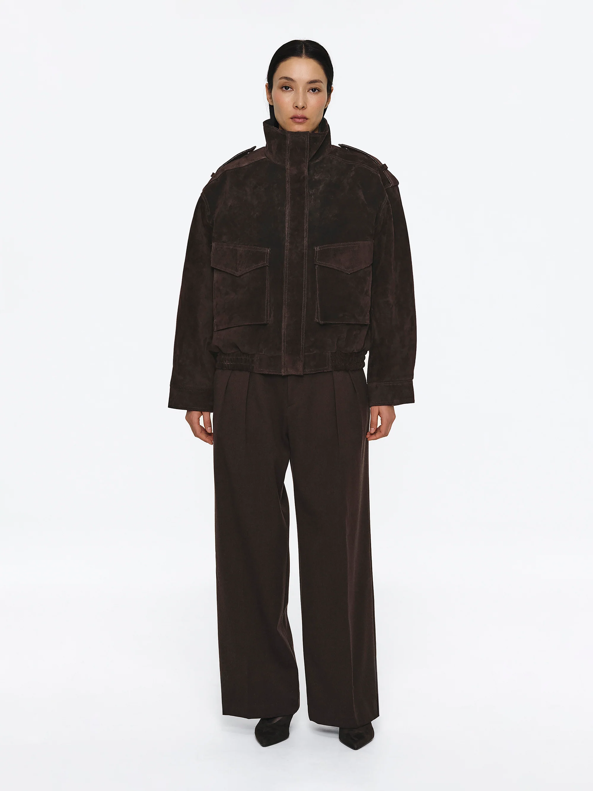 Padded Suede Jacket, Brown