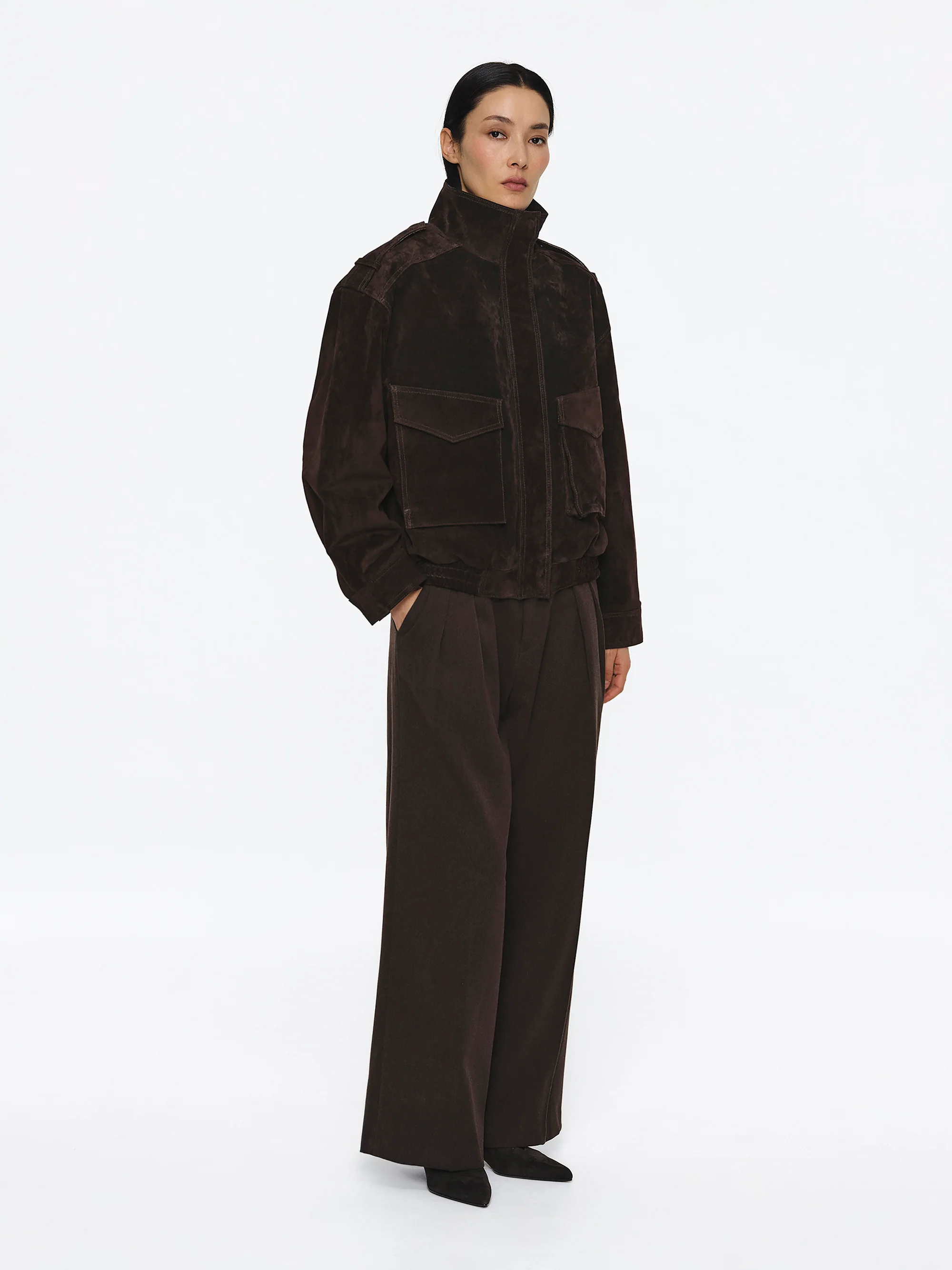 Padded Suede Jacket, Brown - Image 2