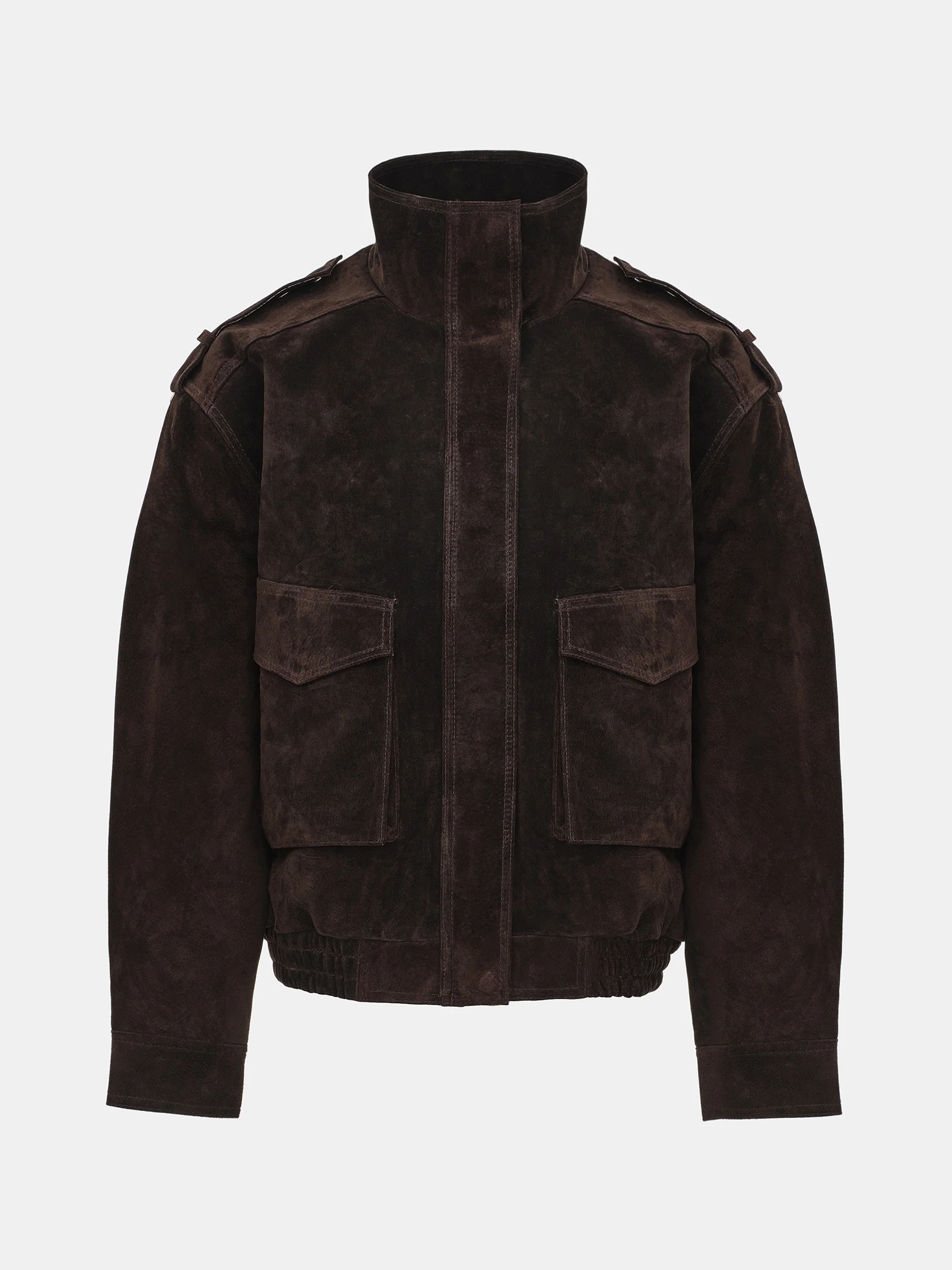 Padded Suede Jacket, Brown - Image 6