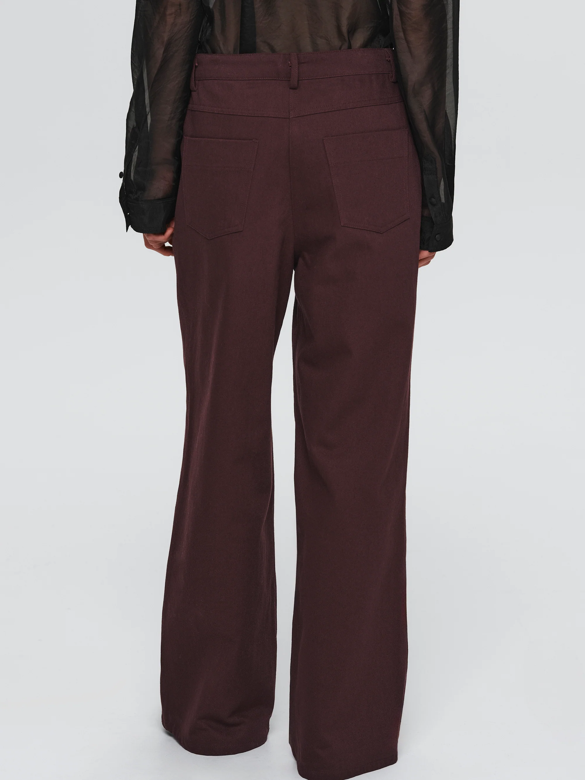 Paneled Cotton Pants, Burgundy - Image 4