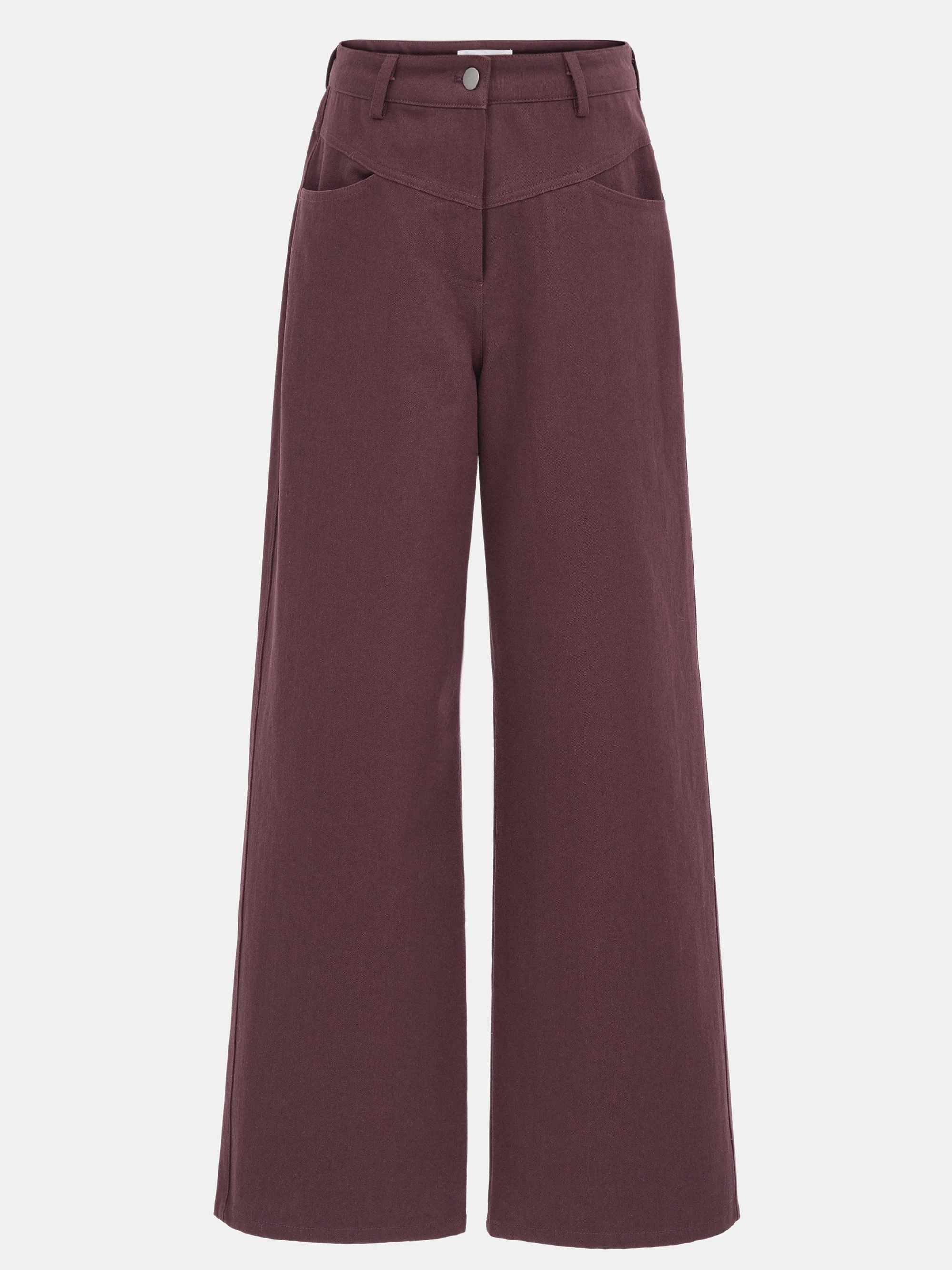 Paneled Cotton Pants, Burgundy - Image 5