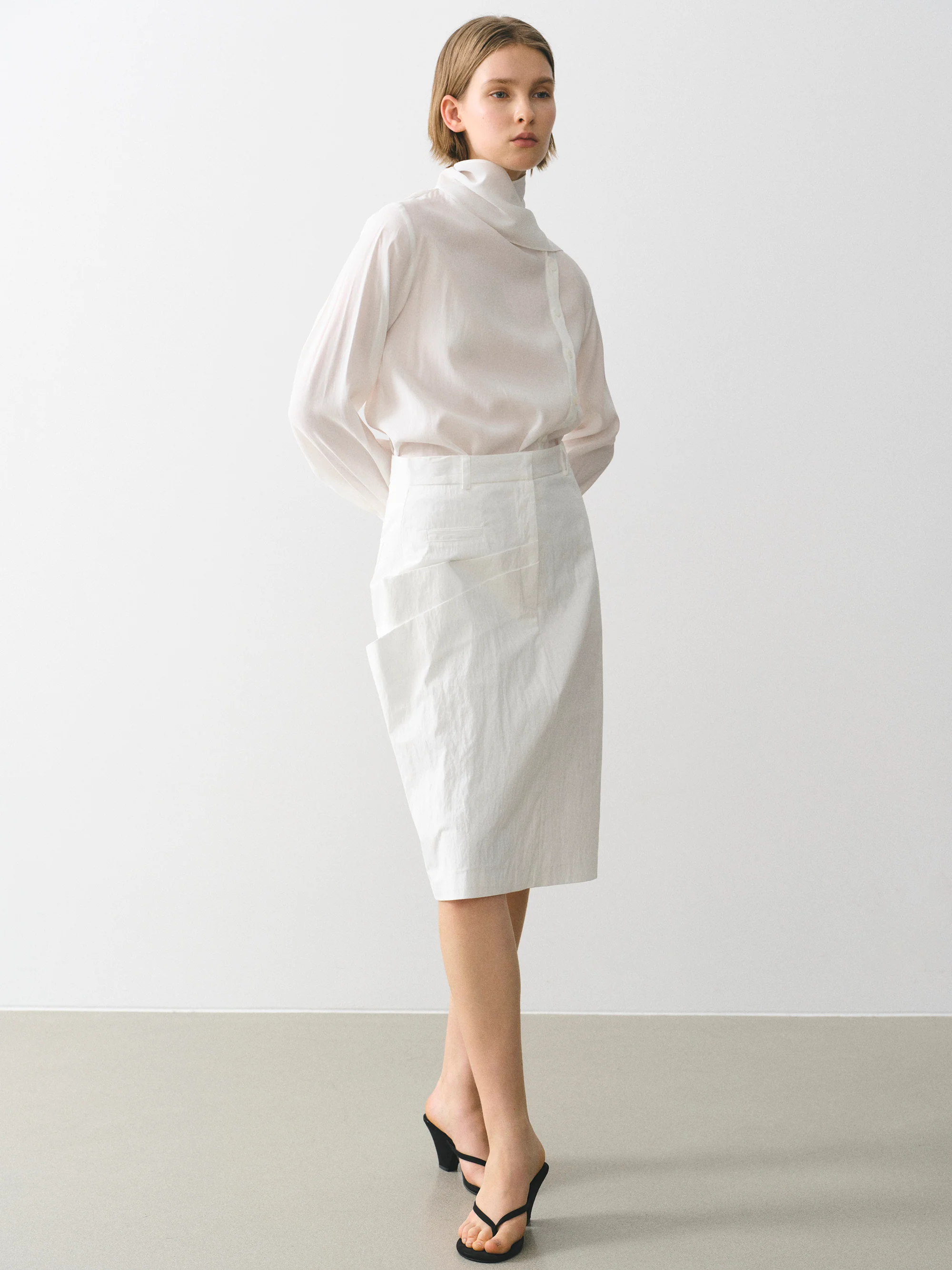 Paneled Midi Skirt, White - Image 2