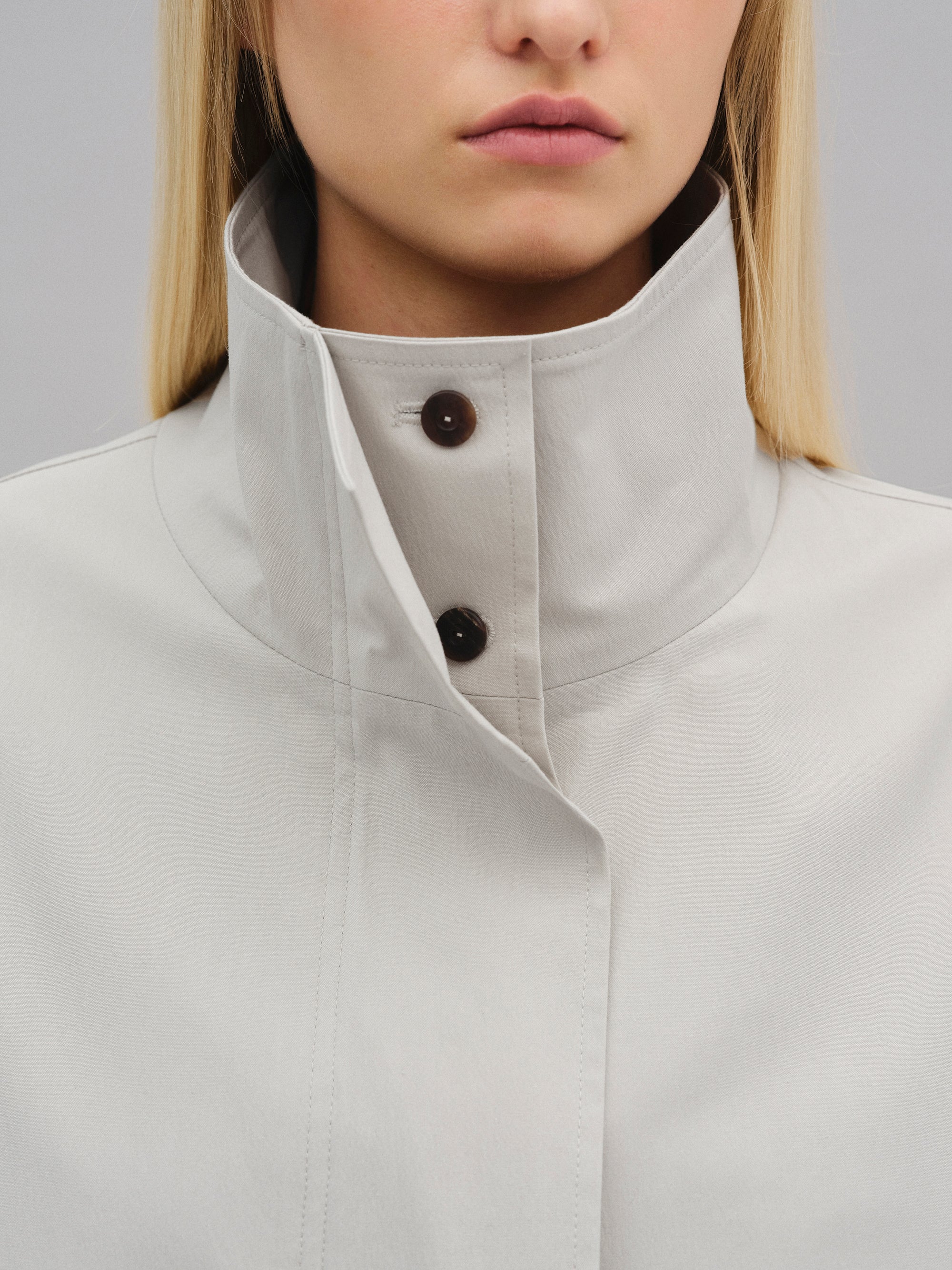Paolo High-Neck Trench Coat, Beige - Image 3