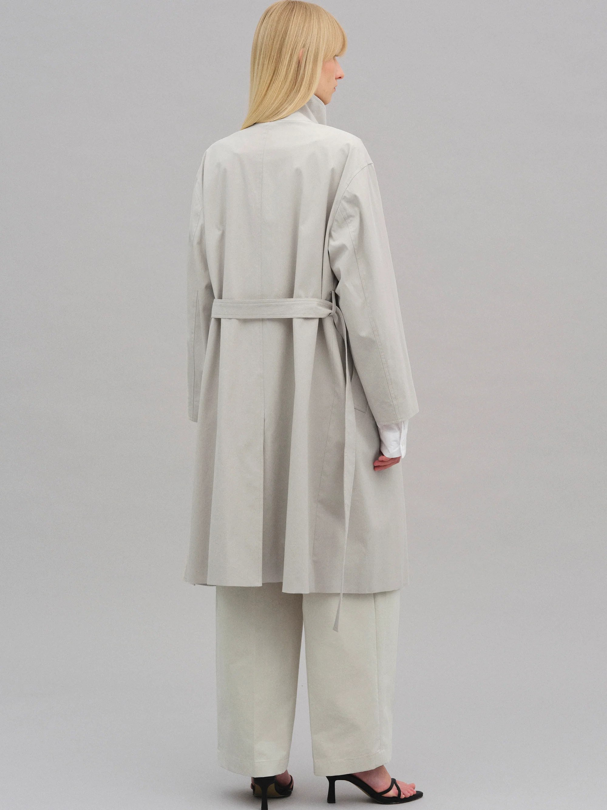 Paolo High-Neck Trench Coat, Beige - Image 6