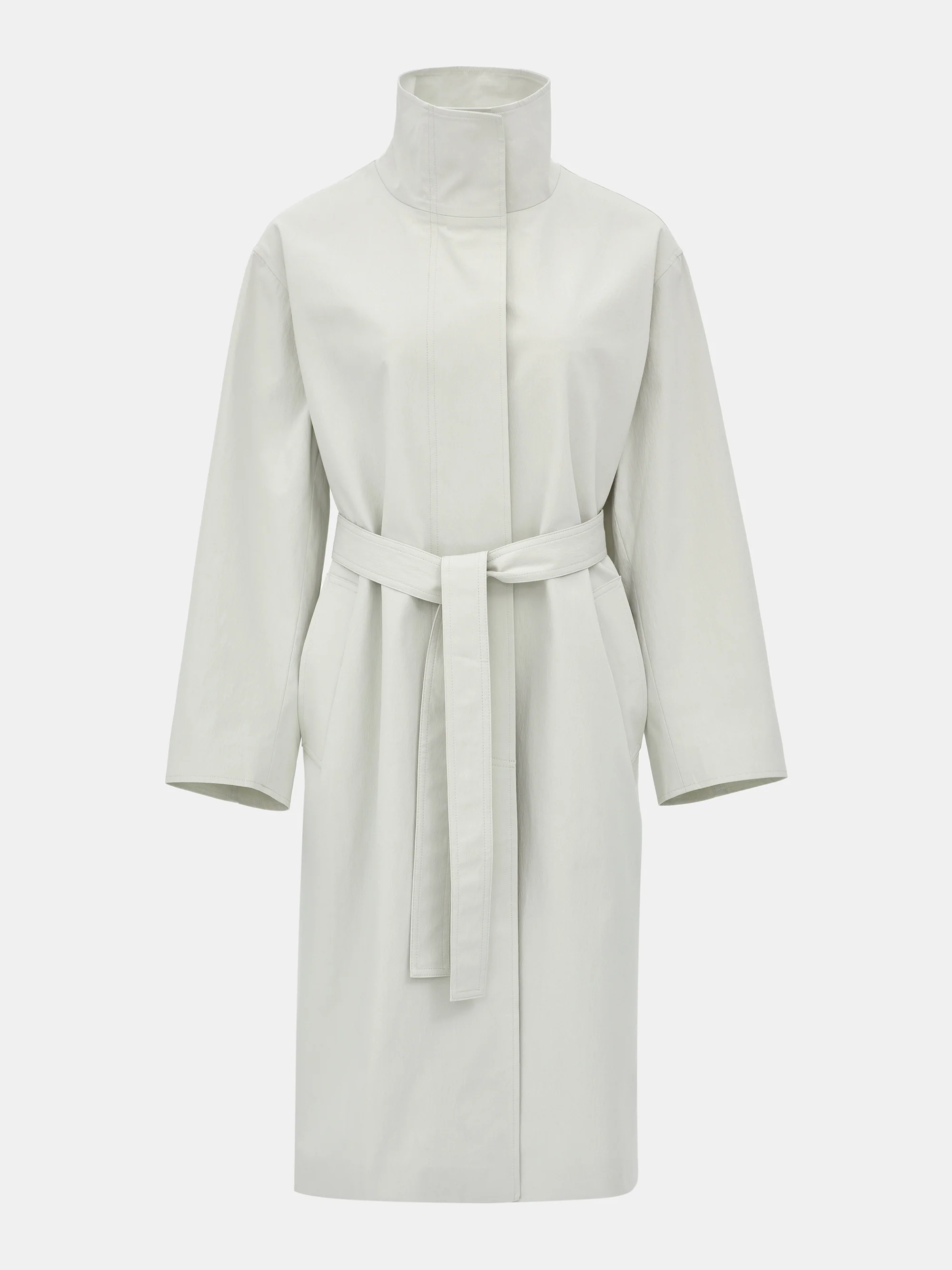 Paolo High-Neck Trench Coat, Beige - Image 7