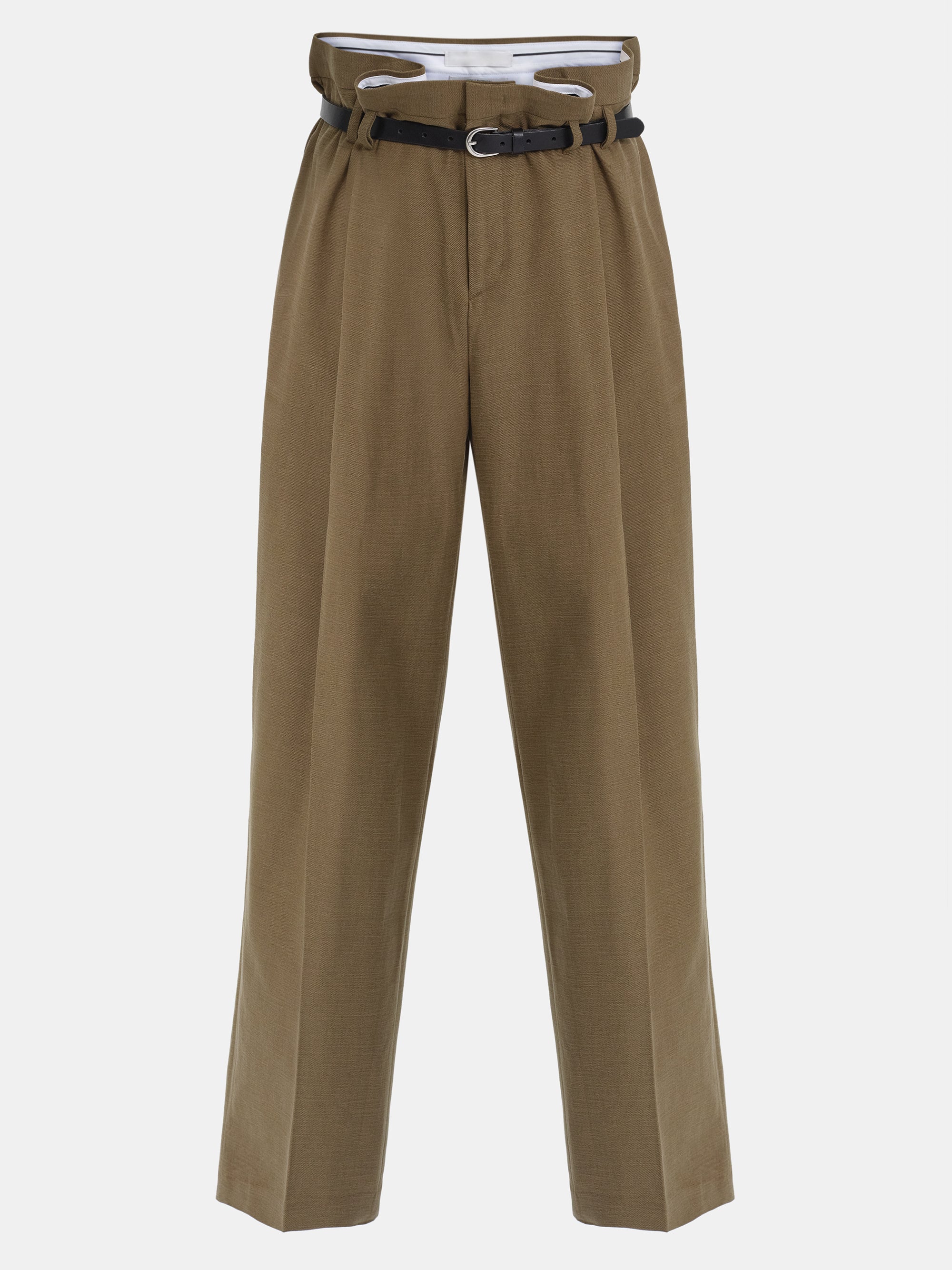 Paperbag Tailored Trousers, Brown - Image 5