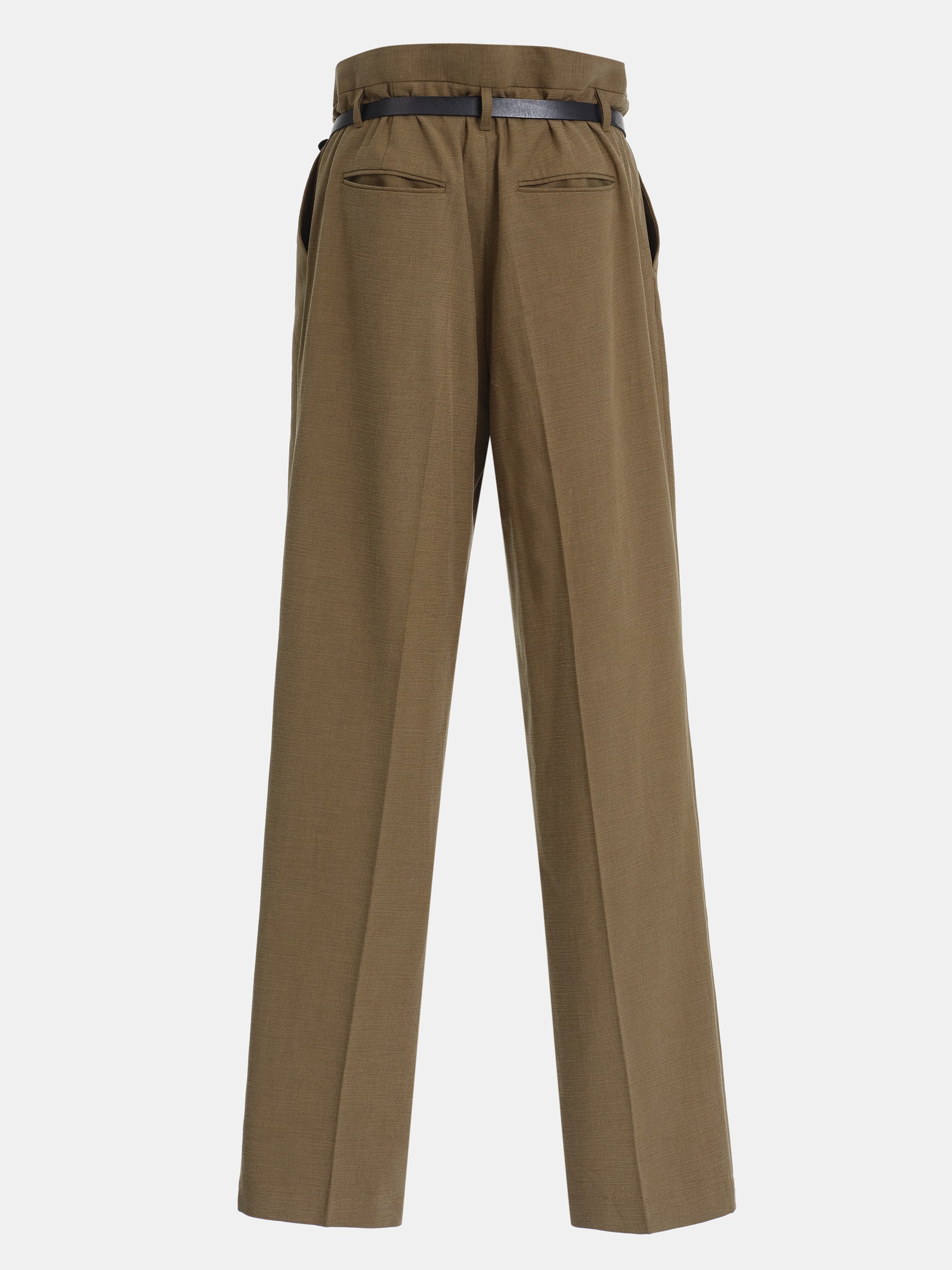 Paperbag Tailored Trousers, Brown - Image 6