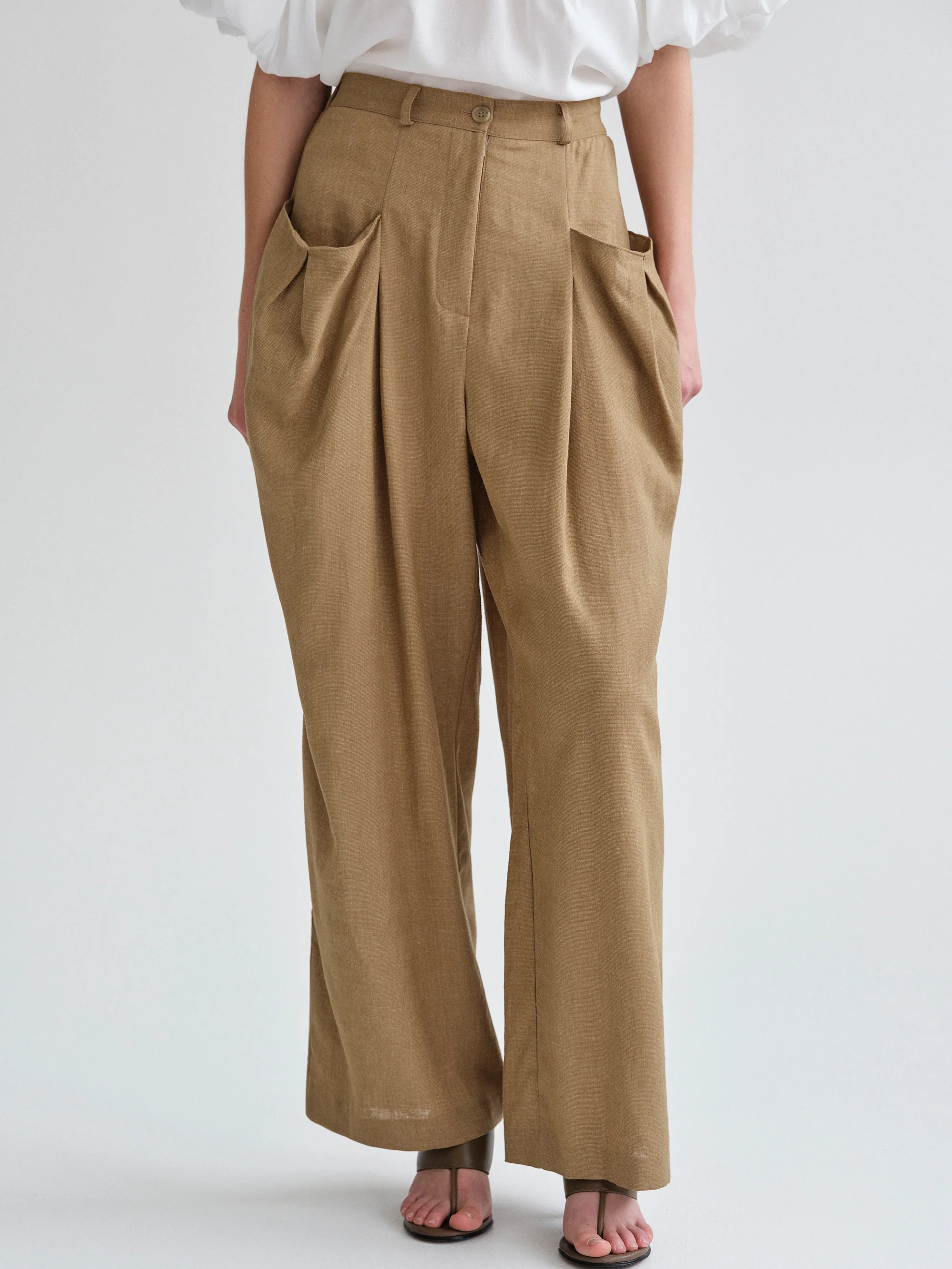 Patch Pocket Trousers, Tan