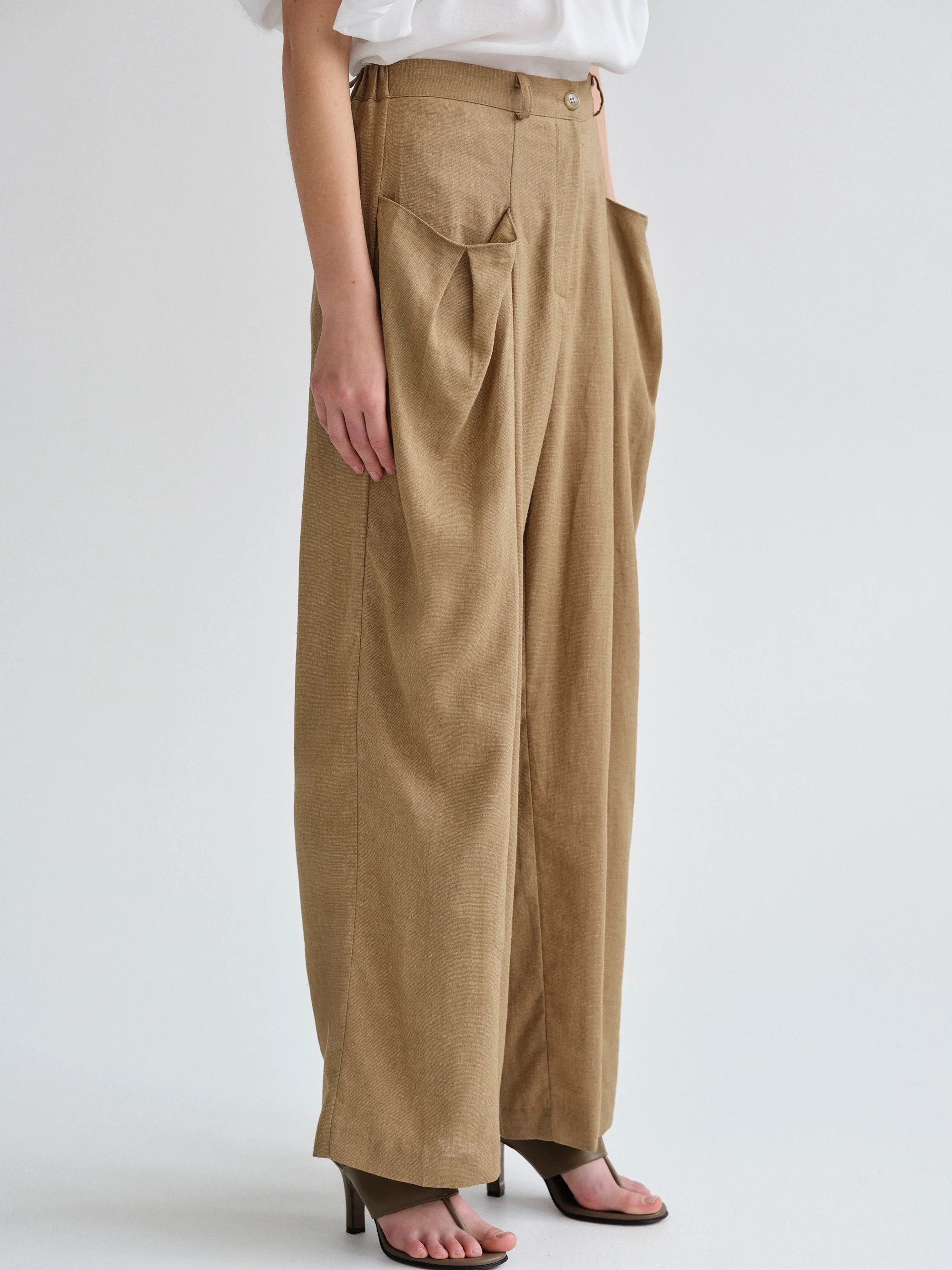 Patch Pocket Trousers, Tan - Image 3