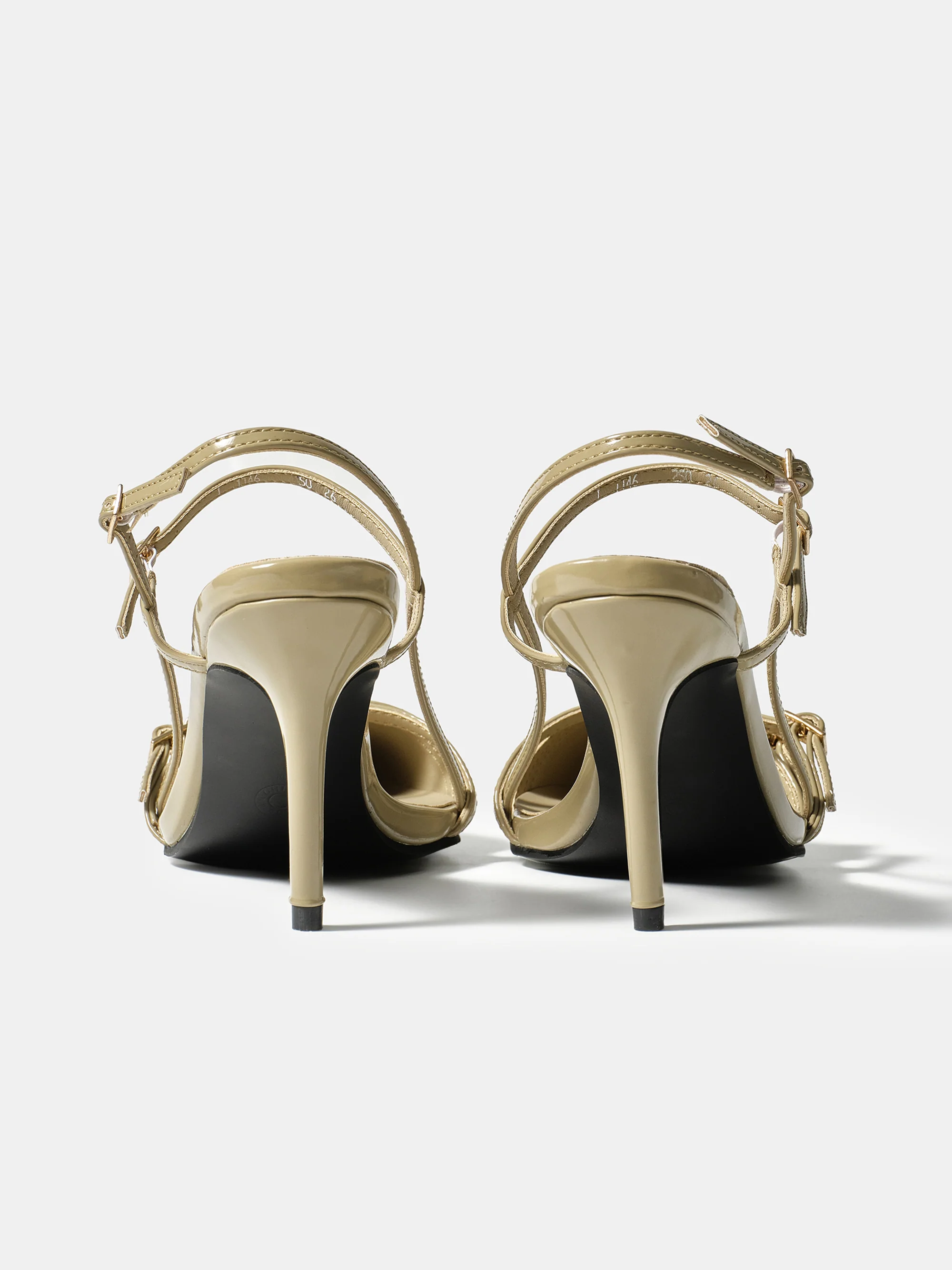 Patent Slingback Stiletto Heels, Beige - Image 4