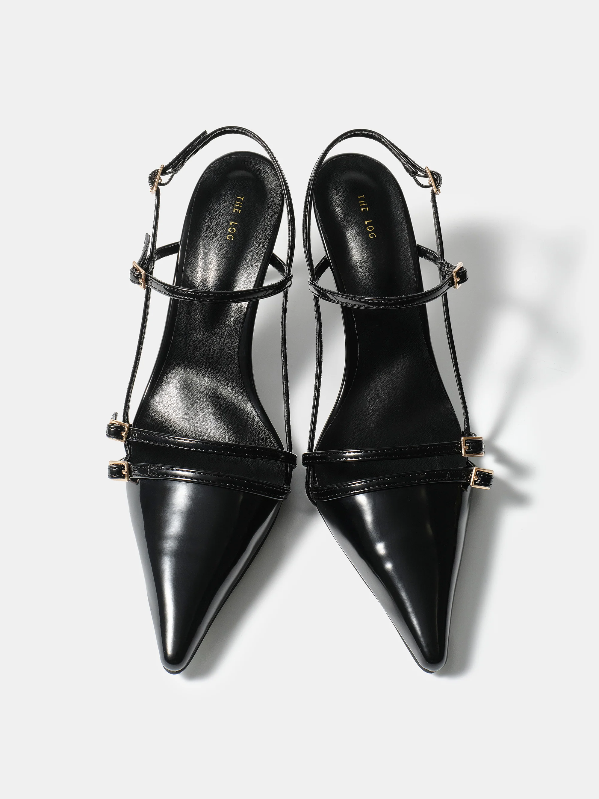 Patent Slingback Stiletto Heels, Black - Image 2