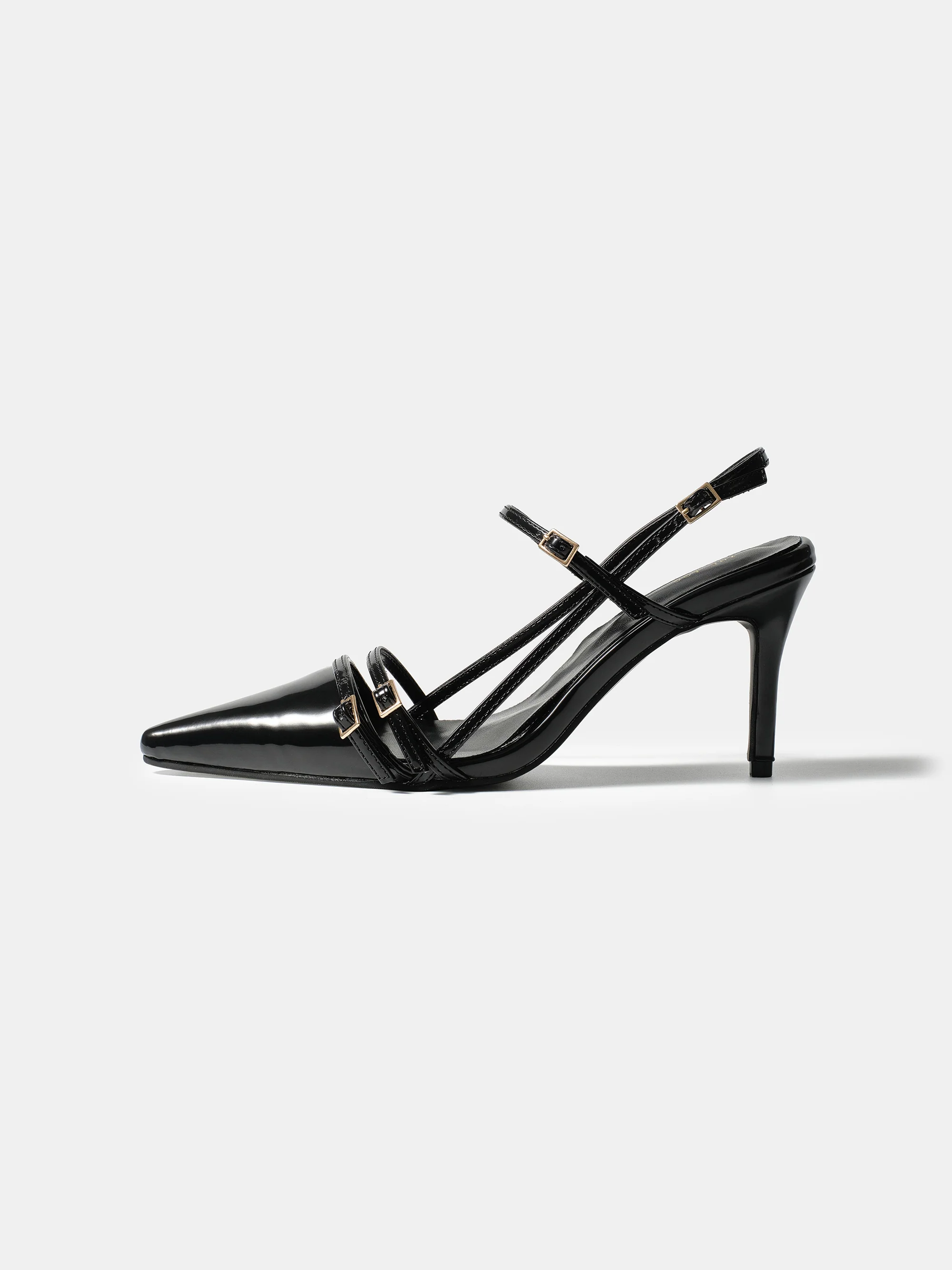 Patent Slingback Stiletto Heels, Black - Image 3