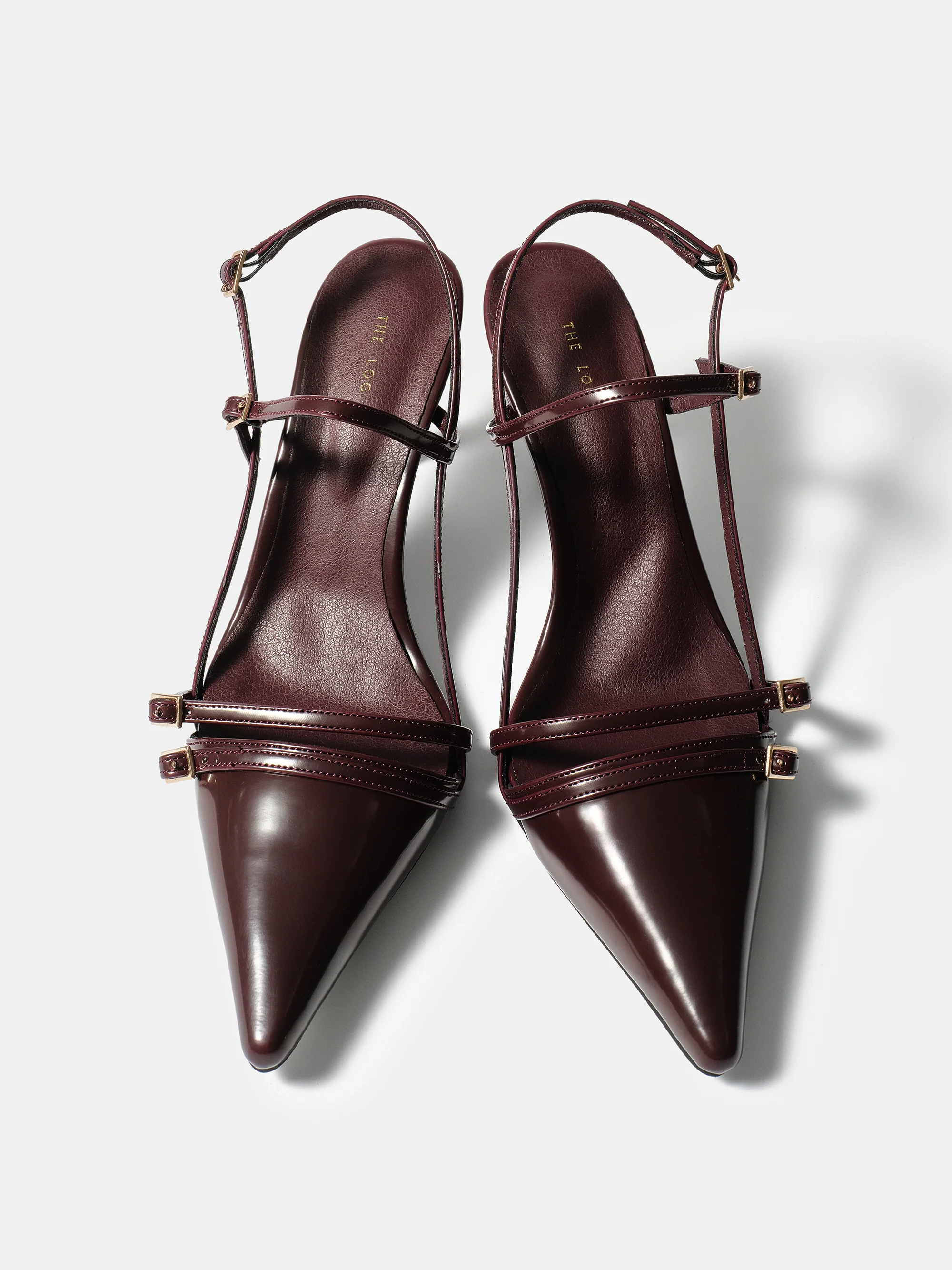 Patent Slingback Stiletto Heels, Wine
