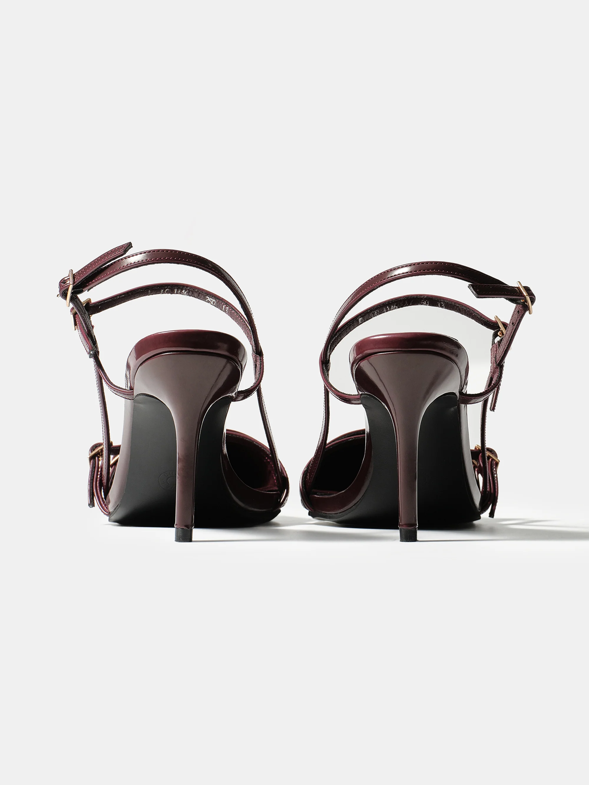 Patent Slingback Stiletto Heels, Wine - Image 4