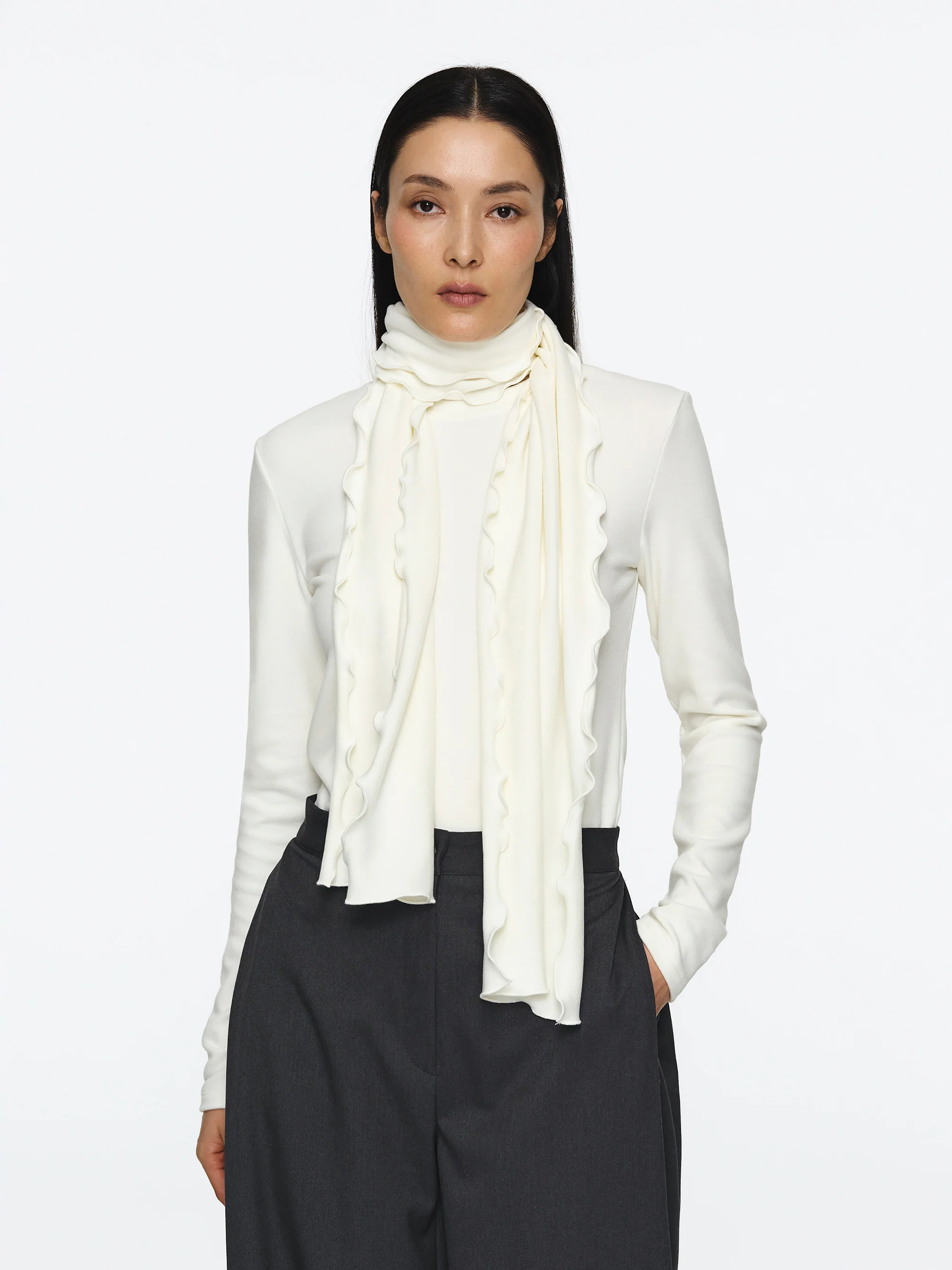 Peached Cotton Jersey T-Shirt, Ivory