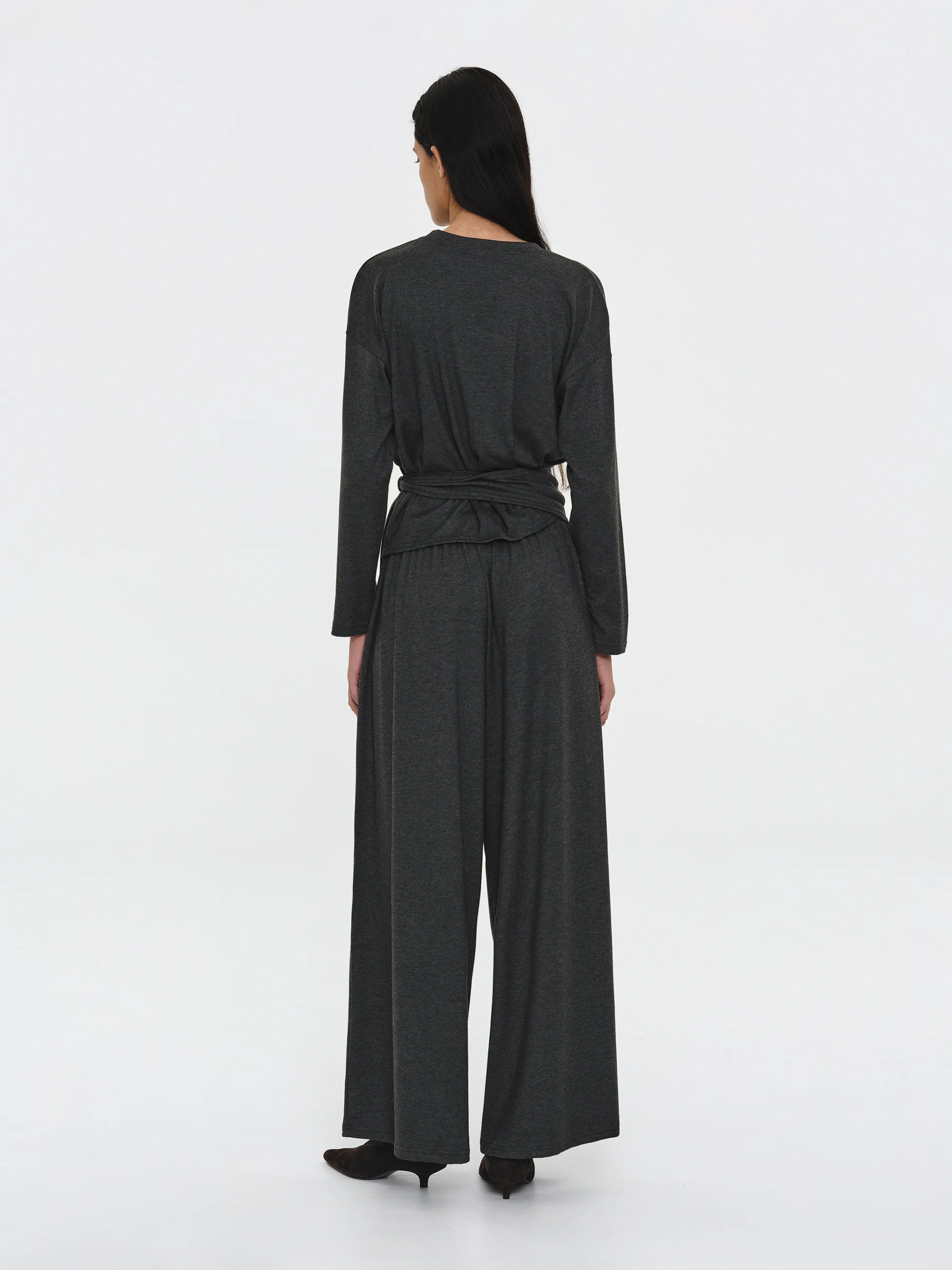 Peached Jersey Tie Tee, Charcoal - Image 2