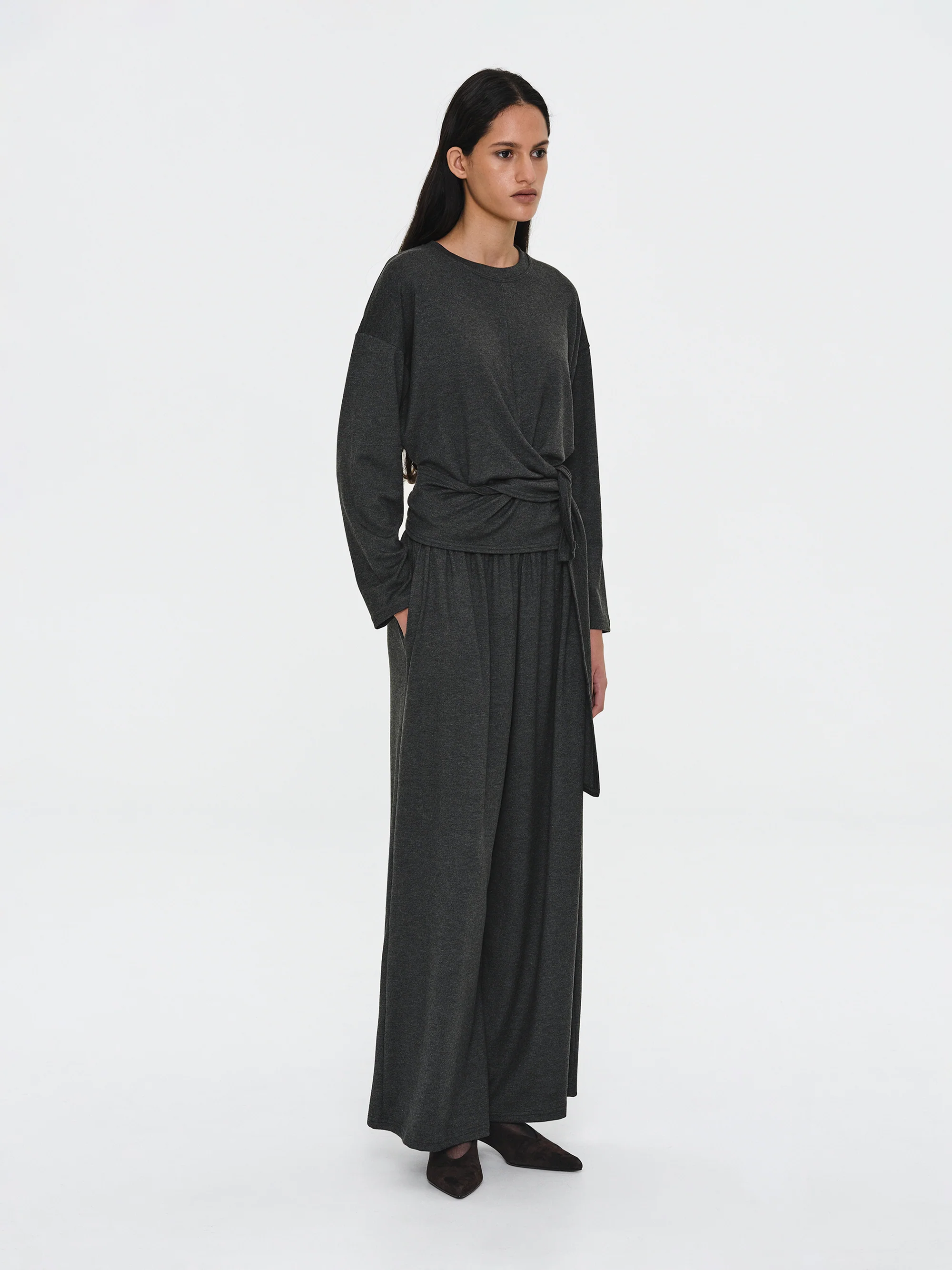 Peached Jersey Tie Tee, Charcoal - Image 3