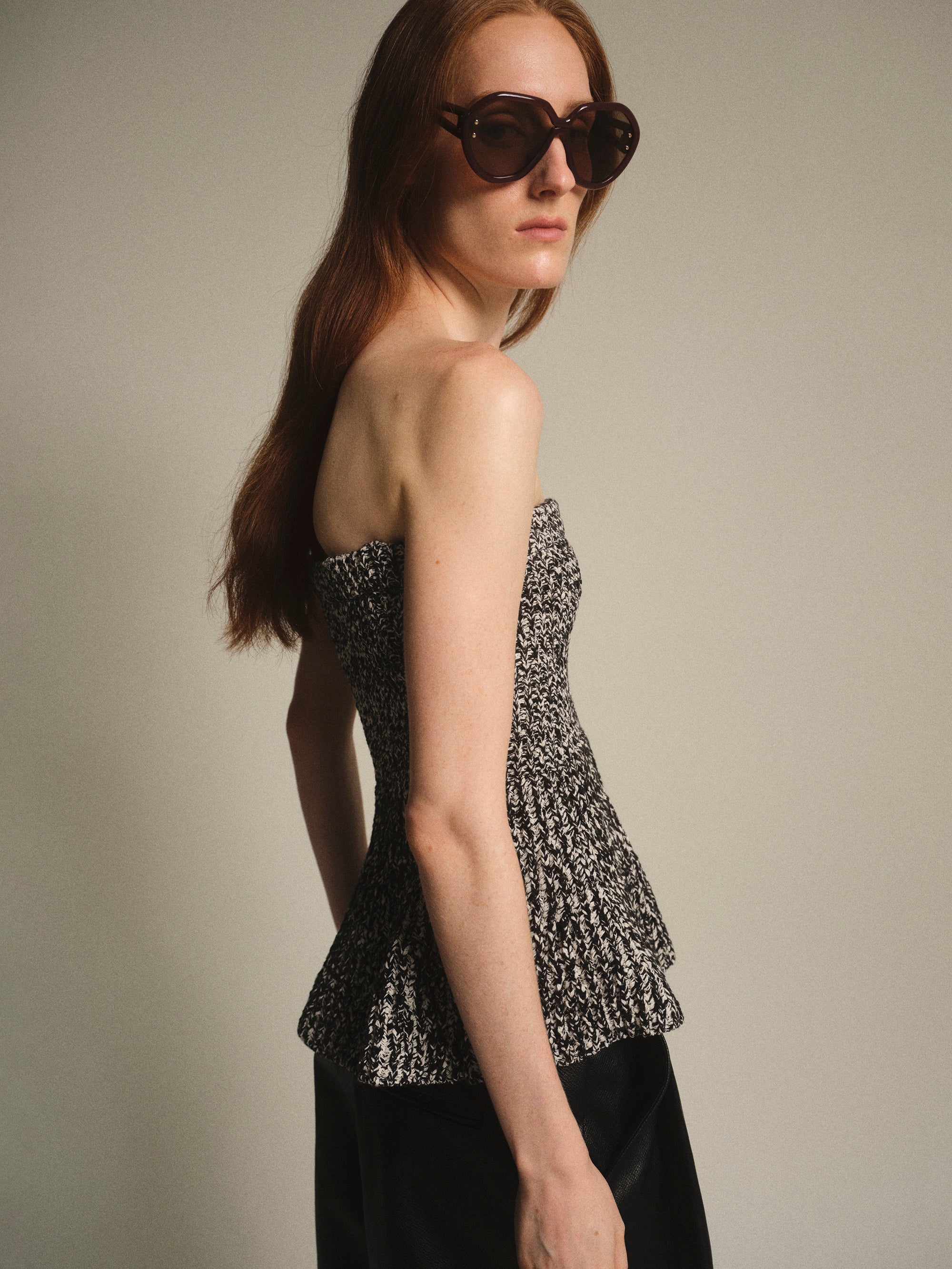 Peplum Knit Top, Black - Image 2