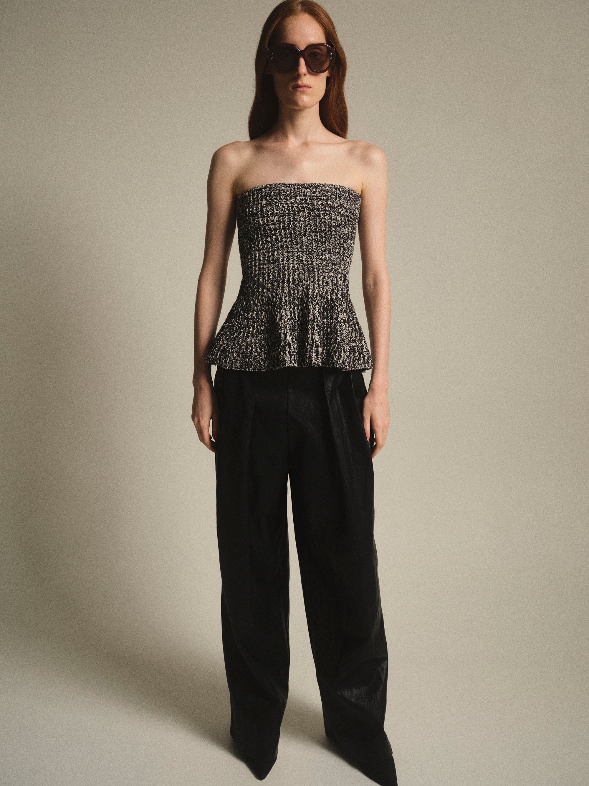 Peplum Knit Top, Black - Image 3